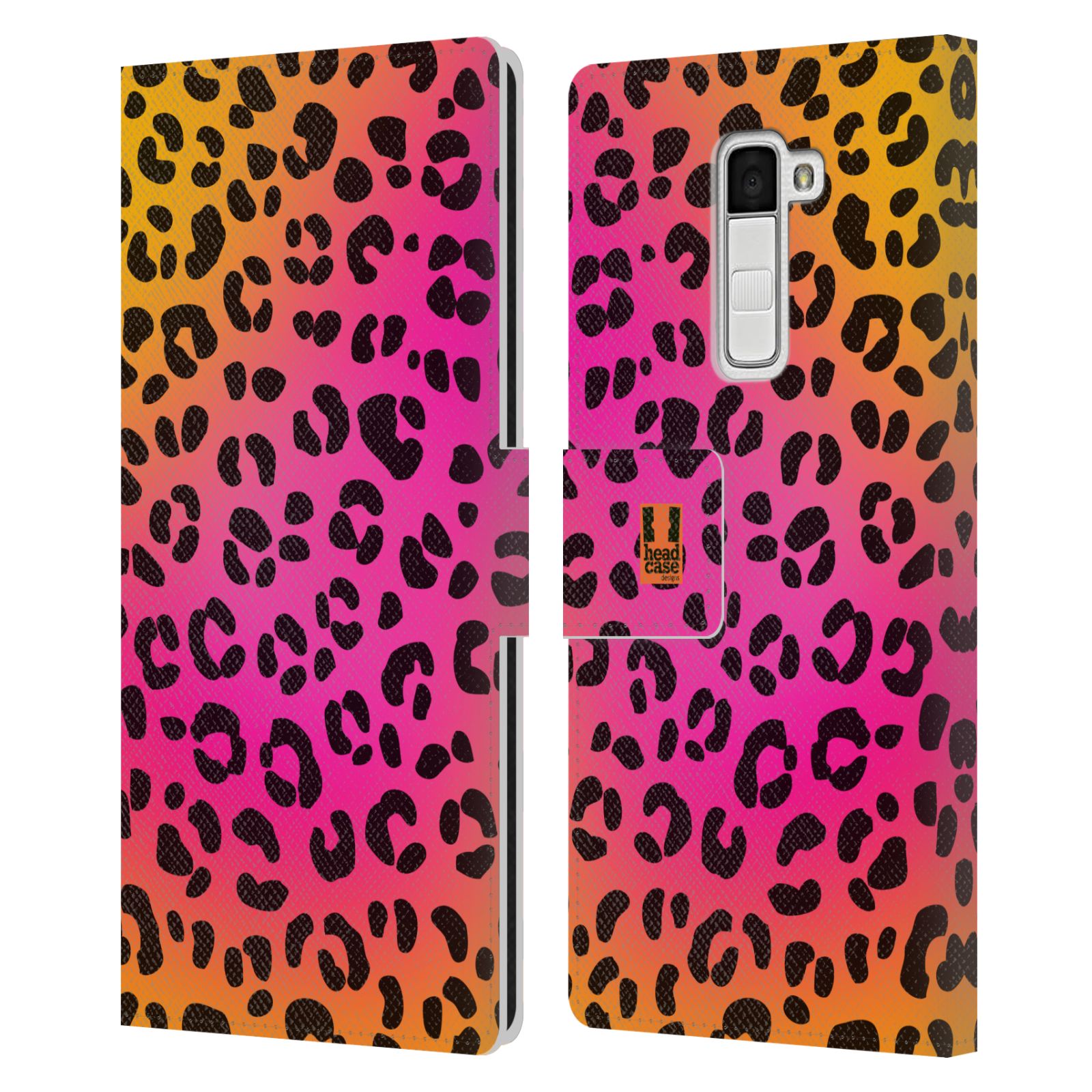 HEAD CASE Flipové pouzdro pro mobil LG K10 Zvířecí barevné vzory růžový leopard