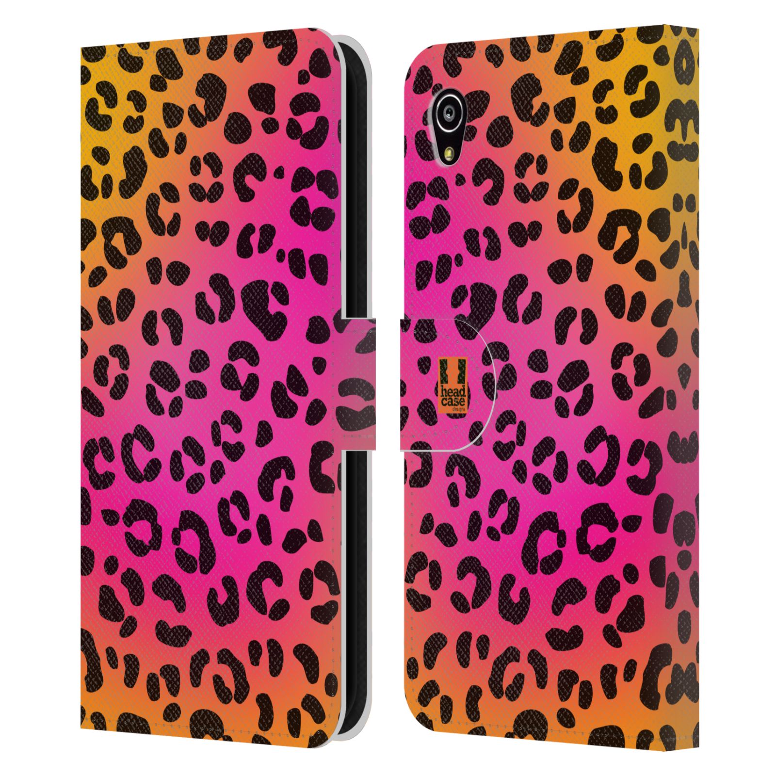 HEAD CASE Flipové pouzdro pro mobil SONY XPERIA M4 AQUA Zvířecí barevné vzory růžový leopard