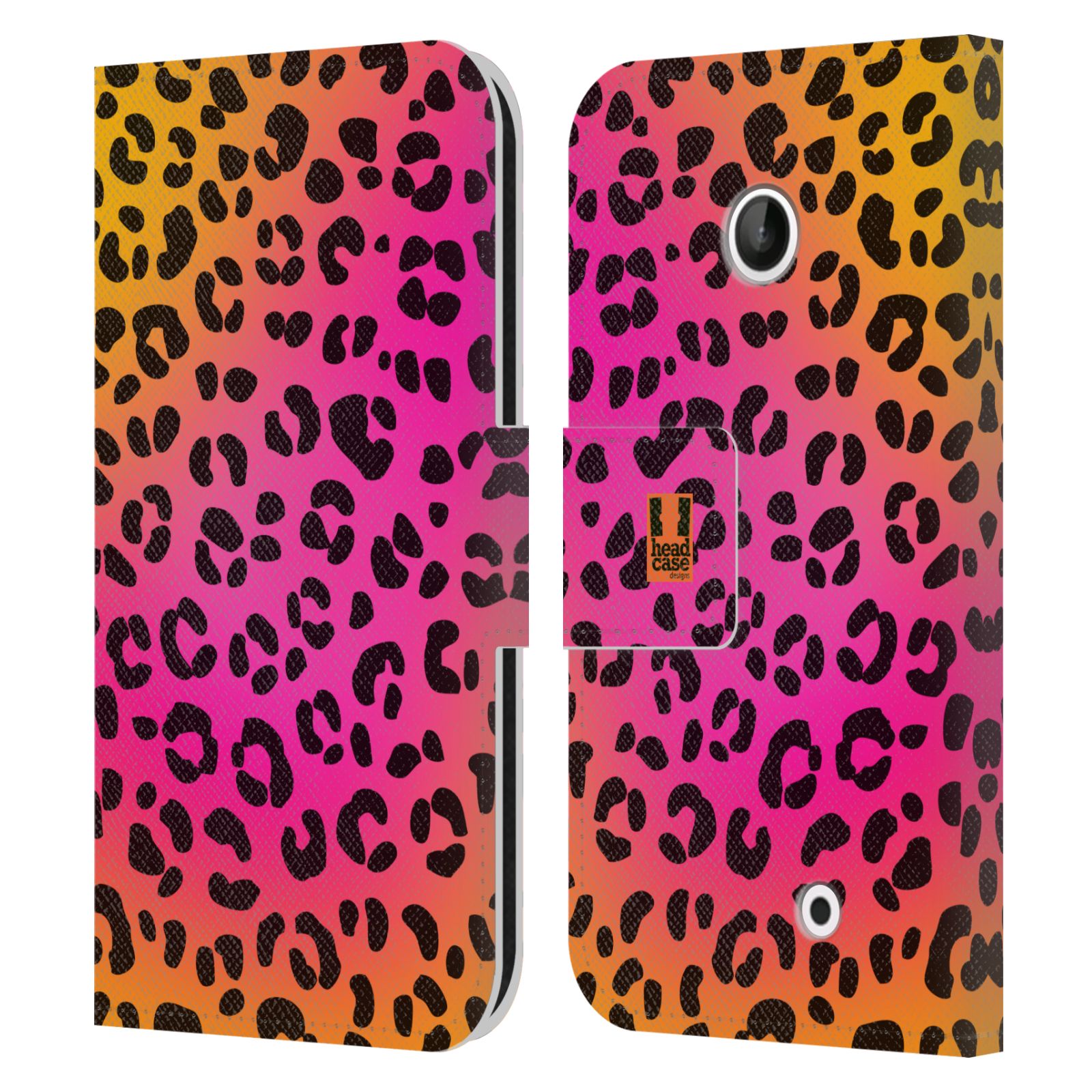 HEAD CASE Flipové pouzdro pro mobil NOKIA LUMIA 630 / LUMIA 630 DUAL Zvířecí barevné vzory růžový leopard
