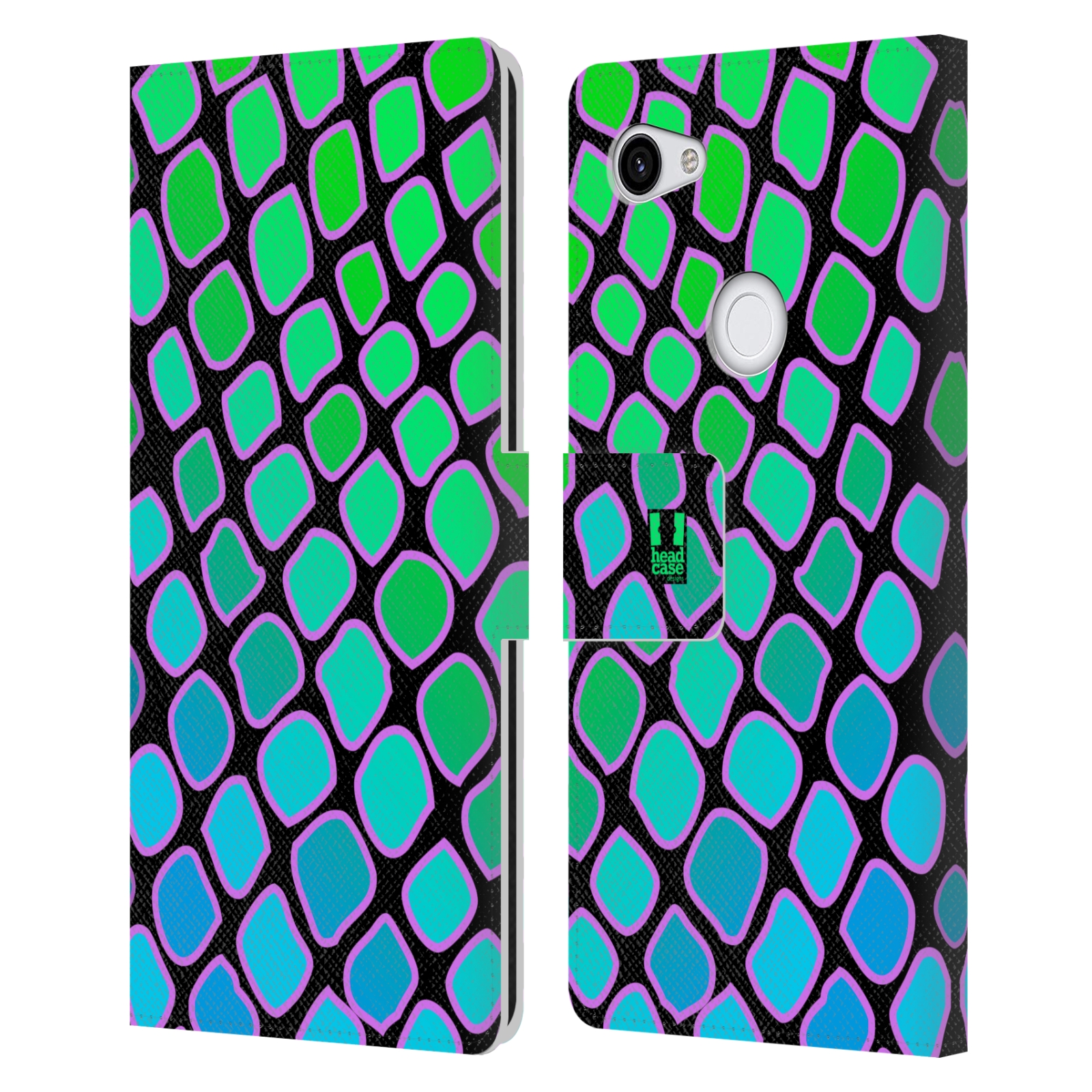 Pouzdro na mobil Google Pixel 3a XL Zvířecí barevné vzory vodní had modrá a zelená barva AQUA
