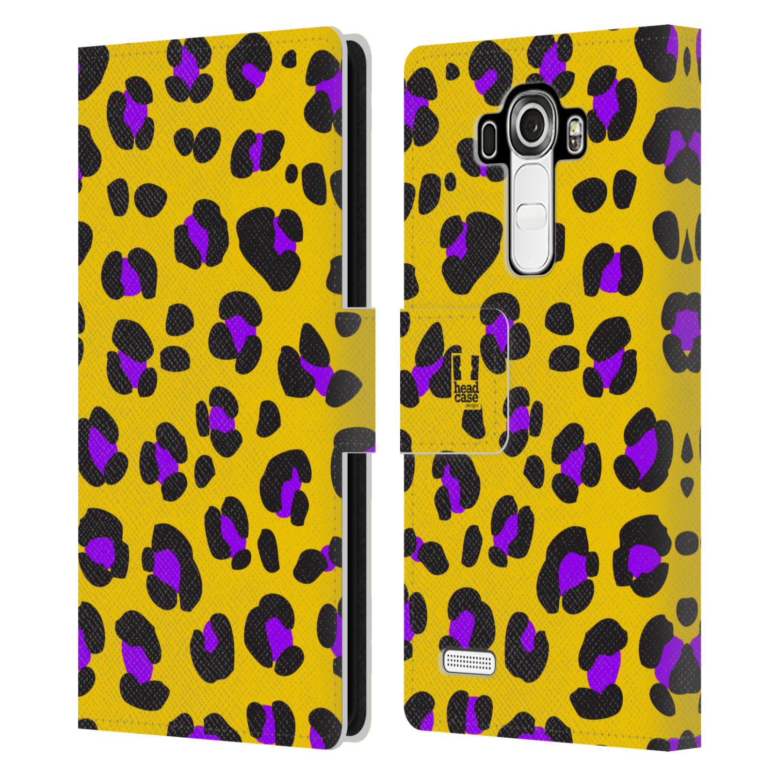 HEAD CASE Flipové pouzdro pro mobil LG G4 (H815) Zvířecí barevné vzory žlutý leopard fialové skvrny