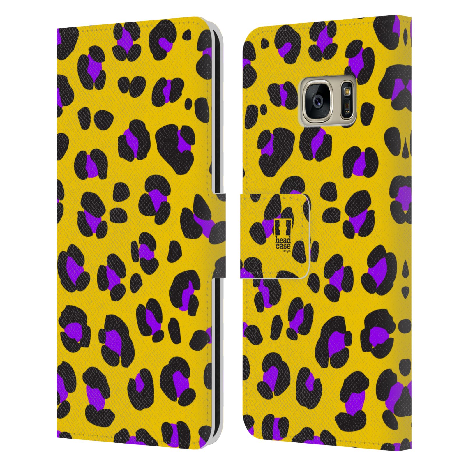 HEAD CASE Flipové pouzdro pro mobil Samsung Galaxy S7 (G9300) Zvířecí barevné vzory žlutý leopard fialové skvrny
