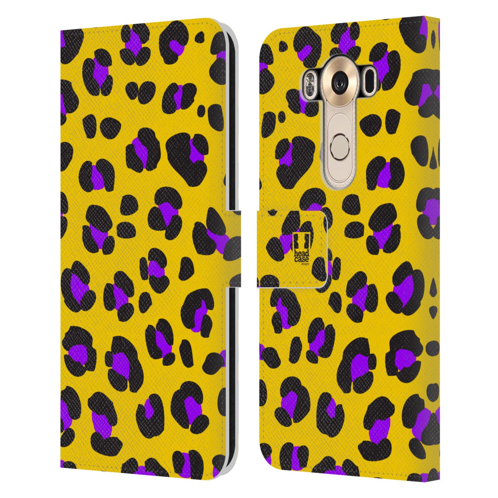 HEAD CASE Flipové pouzdro pro mobil LG V10 Zvířecí barevné vzory žlutý leopard fialové skvrny