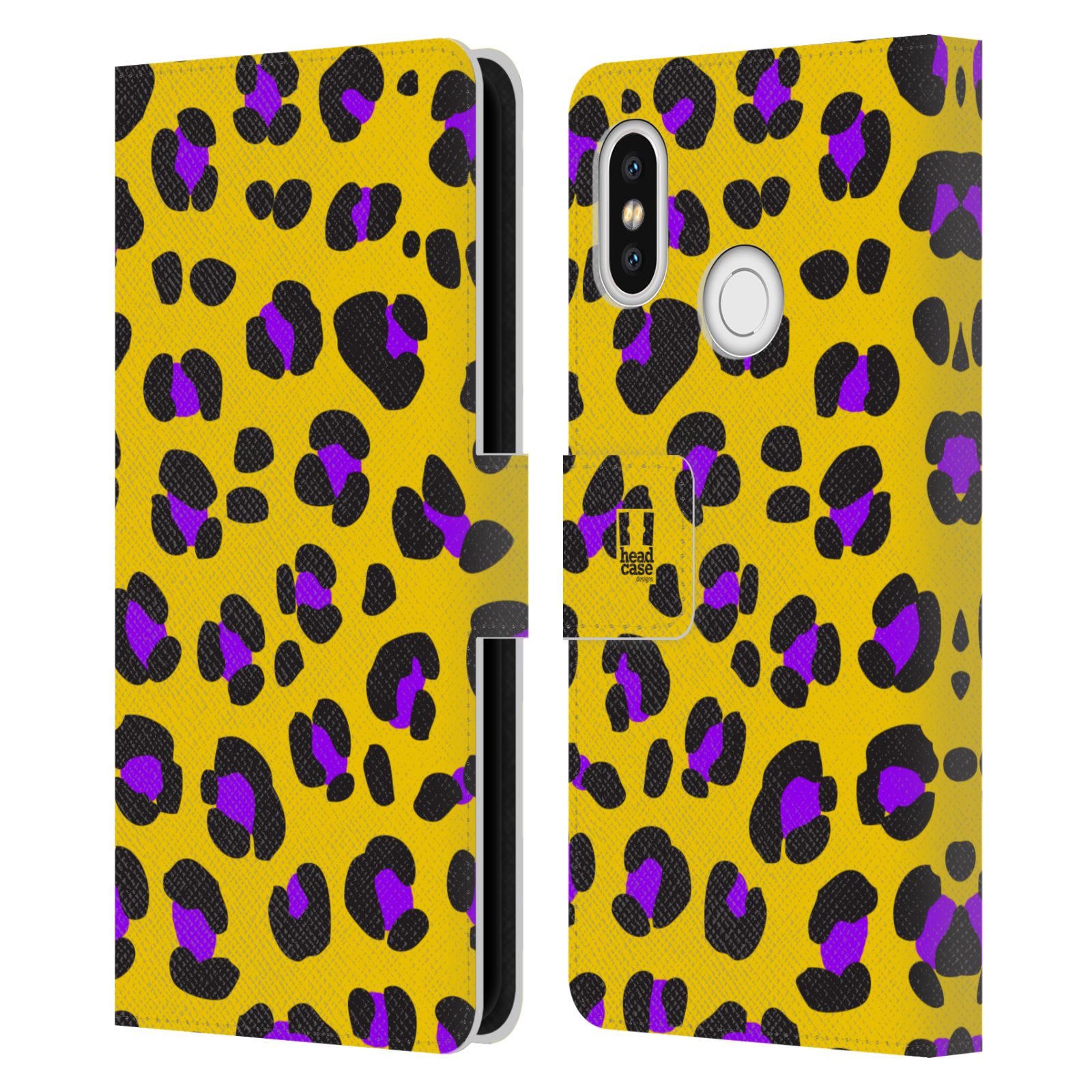 HEAD CASE Flipové pouzdro pro mobil Xiaomi Mi 8 Zvířecí barevné vzory žlutý leopard fialové skvrny