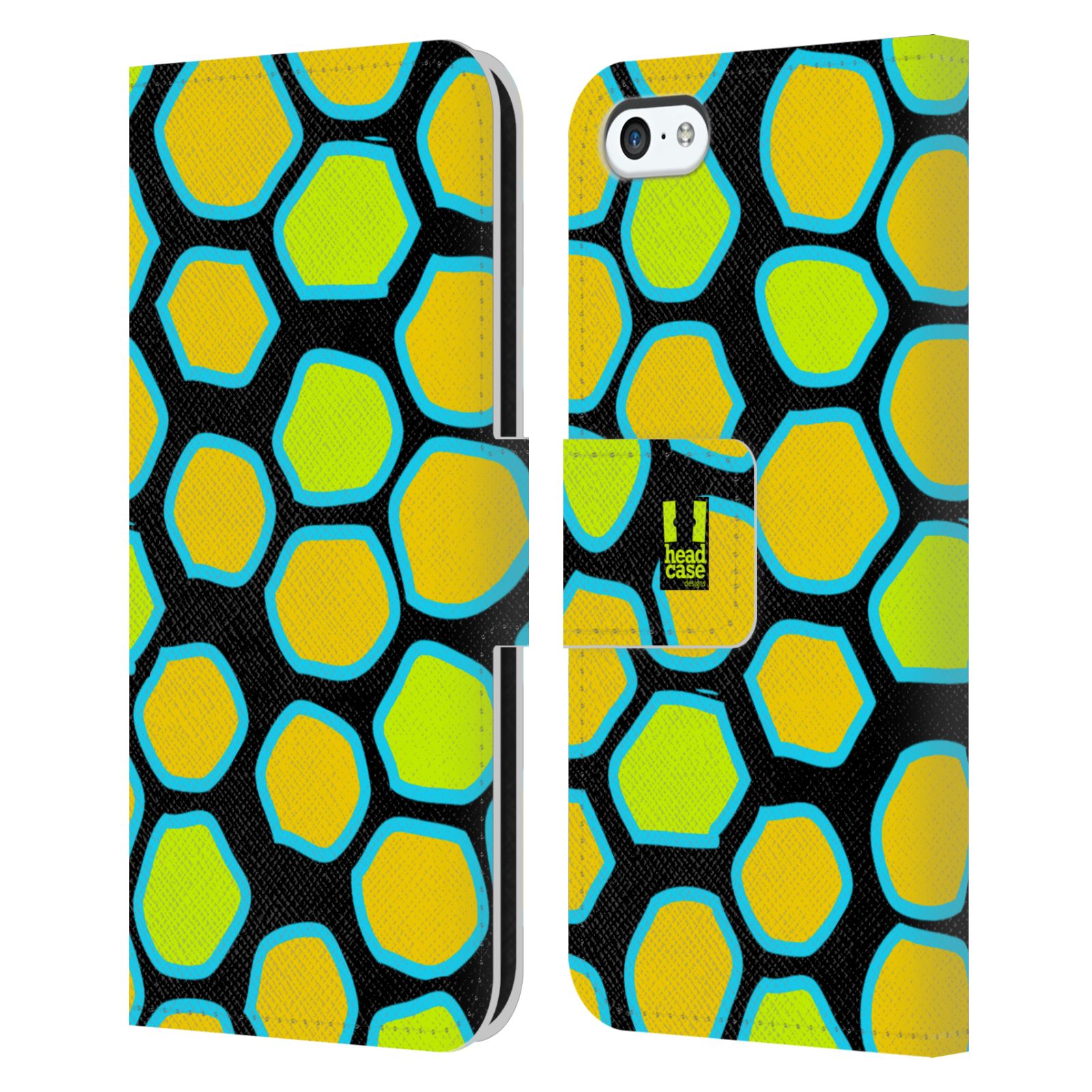 HEAD CASE Flipové pouzdro pro mobil Apple Iphone 5C Zvířecí barevné vzory žlutý had