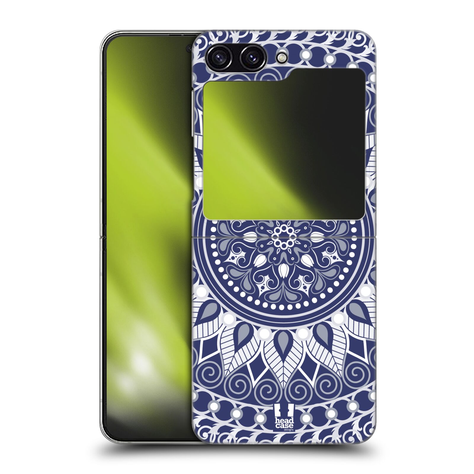 Plastový obal HEAD CASE na mobil Samsung Galaxy Z Flip 5 vzor Indie Mandala slunce barevný motiv MODRÁ