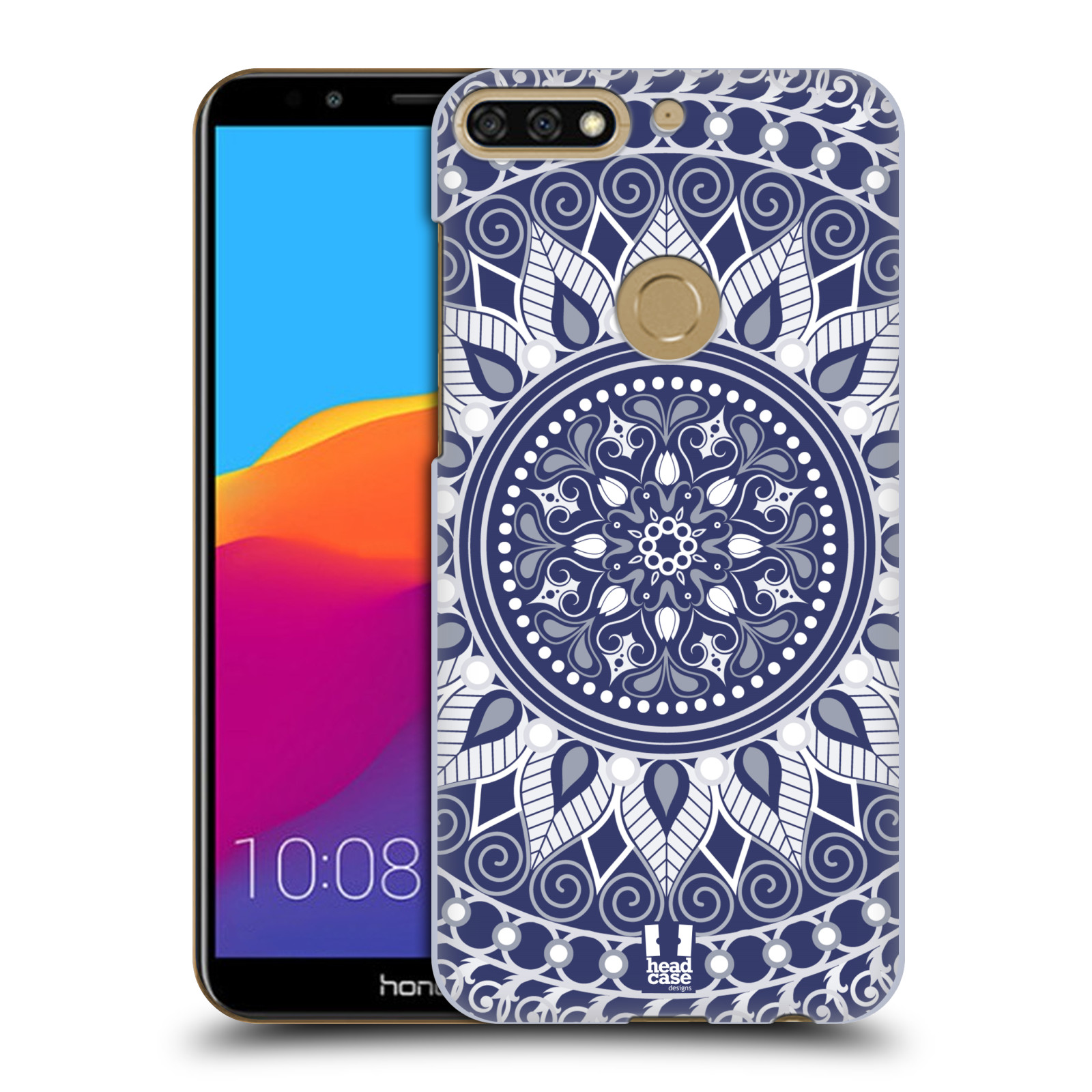 HEAD CASE plastový obal na mobil Honor 7c vzor Indie Mandala slunce barevný motiv MODRÁ