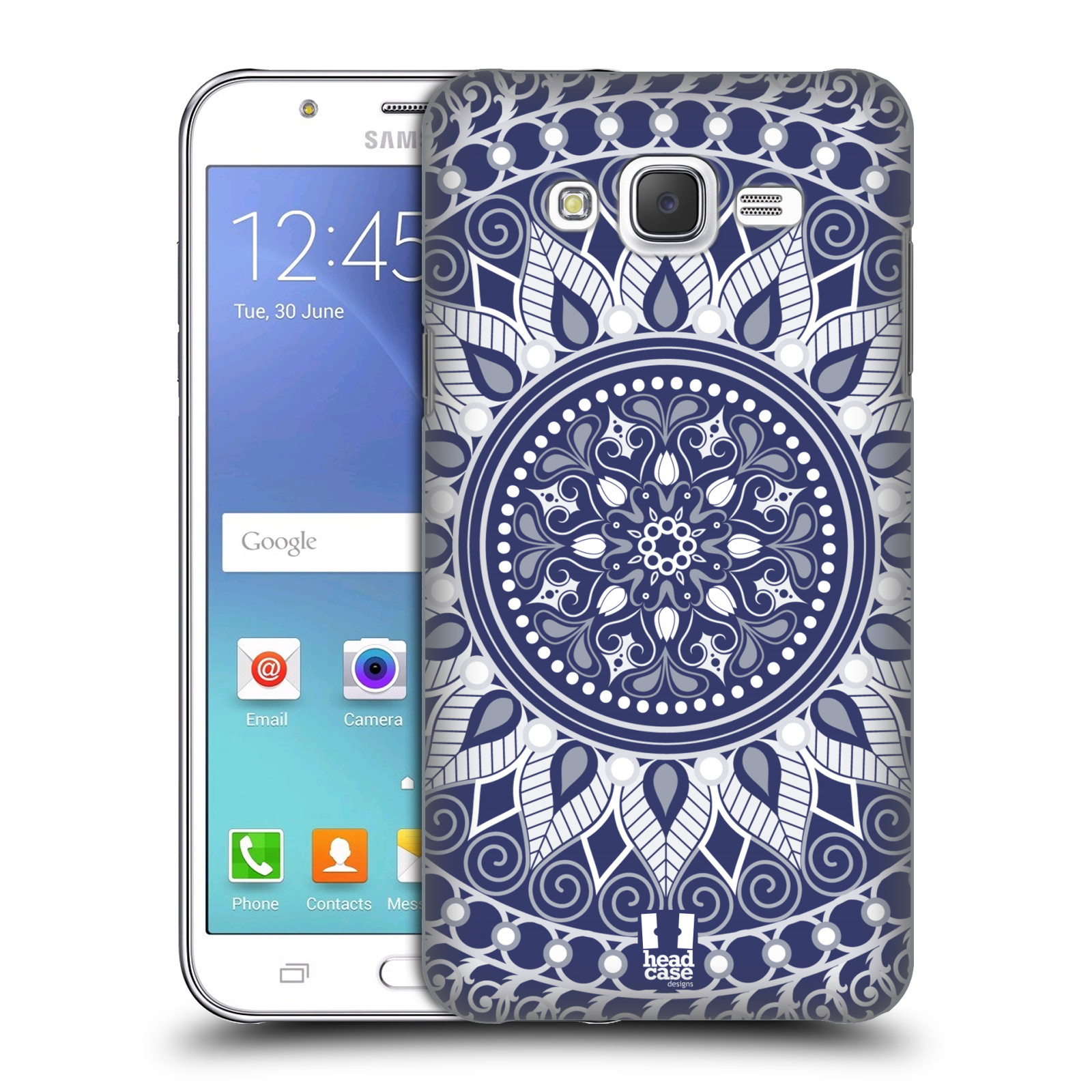 HEAD CASE plastový obal na mobil SAMSUNG Galaxy J5, J500 vzor Indie Mandala slunce barevný motiv MODRÁ
