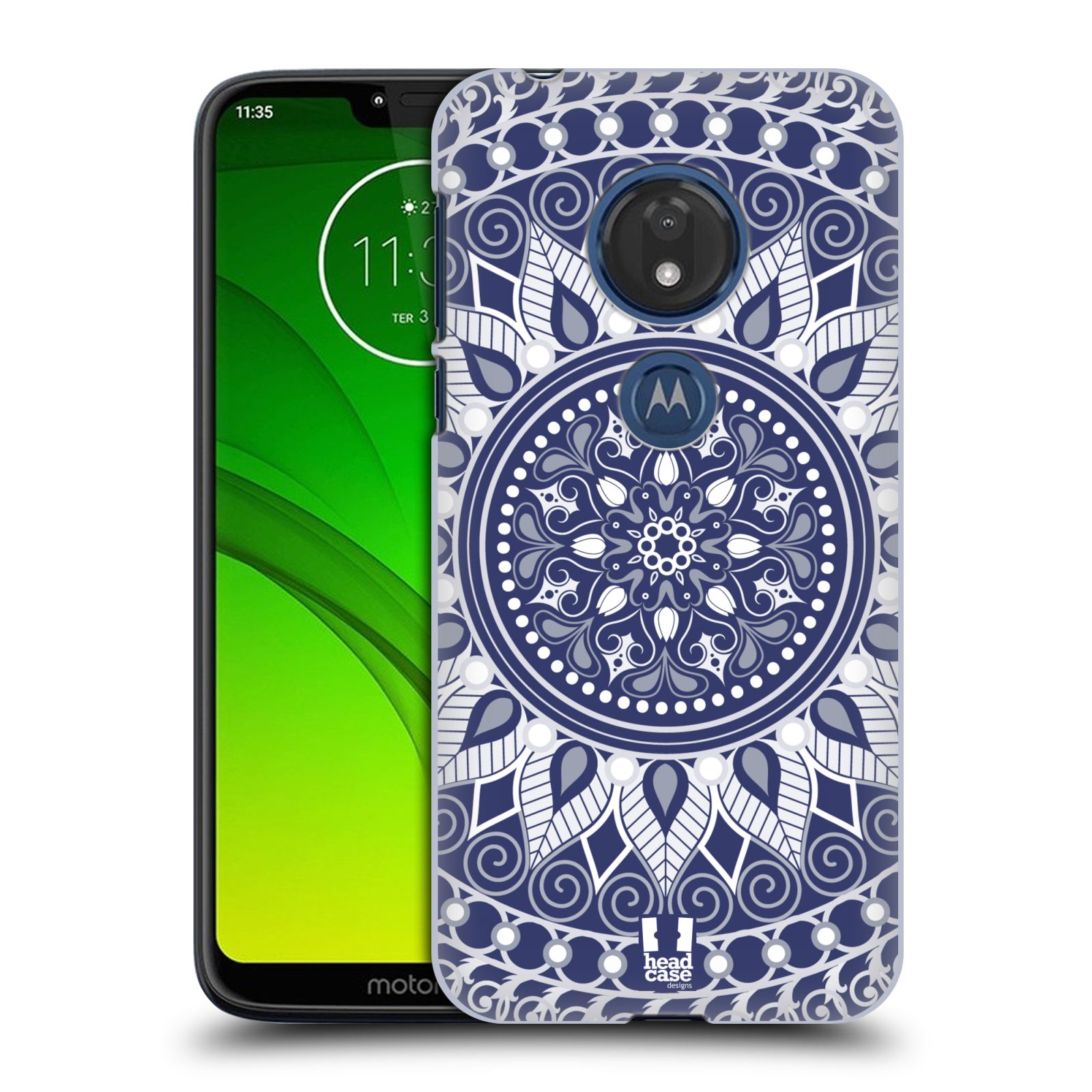 Pouzdro na mobil Motorola Moto G7 Play vzor Indie Mandala slunce barevný motiv MODRÁ