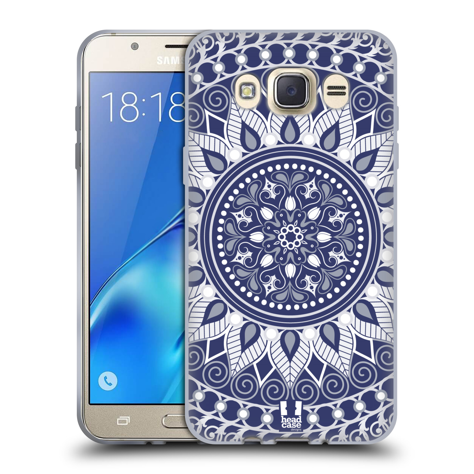 HEAD CASE silikonový obal, kryt na mobil Samsung Galaxy J7 2016 (J710, J710F) vzor Indie Mandala slunce barevný motiv MODRÁ