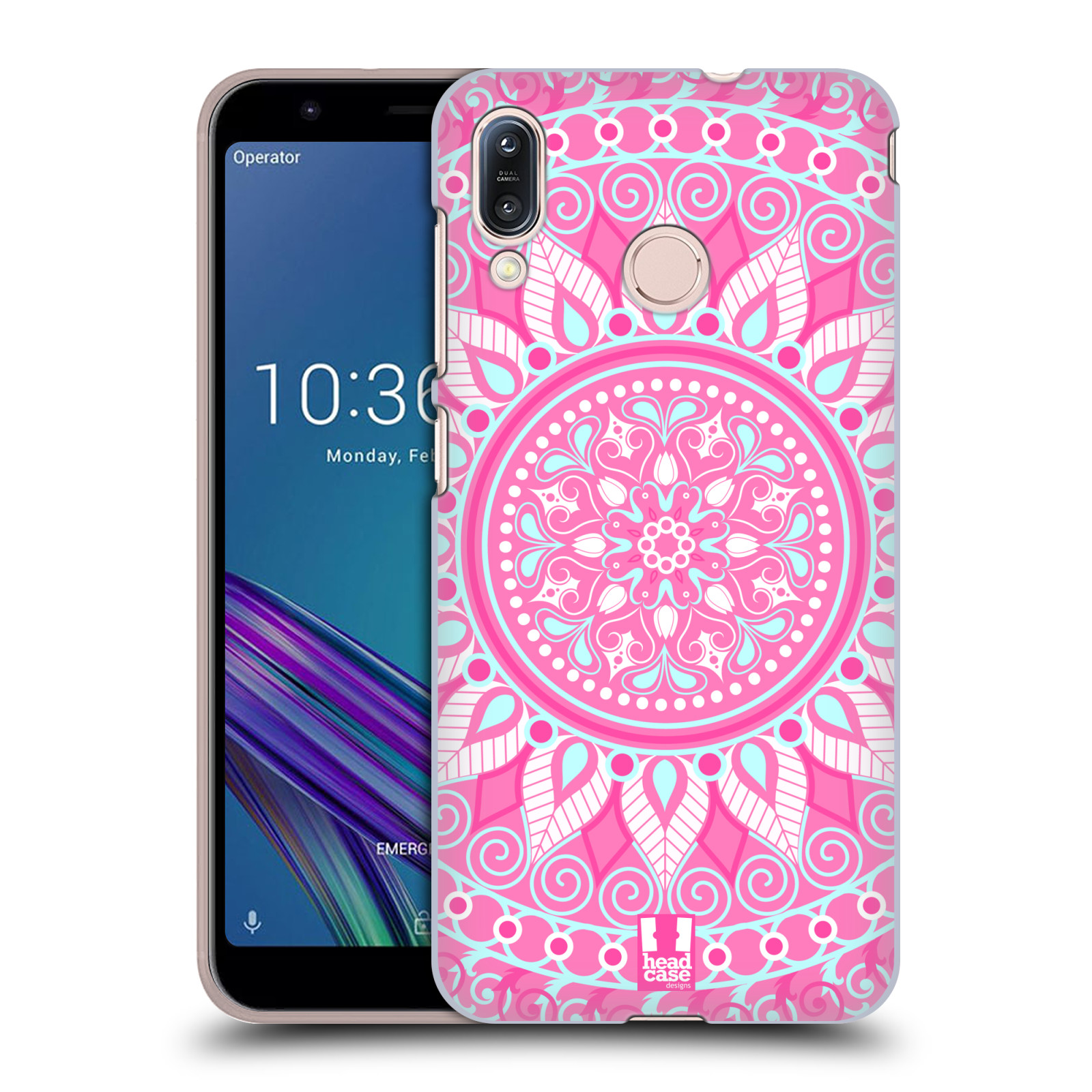 Pouzdro na mobil Asus Zenfone Max M1 (ZB555KL) - HEAD CASE - vzor Indie Mandala slunce barevný motiv RŮŽOVÁ