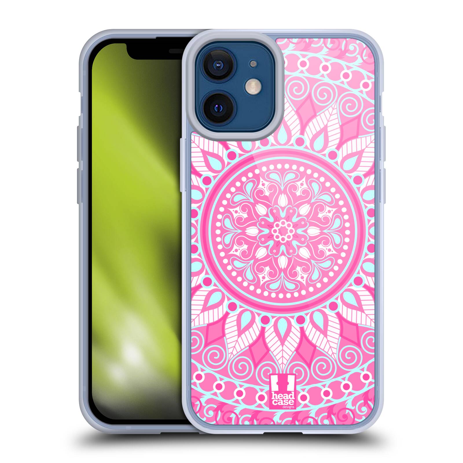 Plastový obal na mobil Apple Iphone 12 MINI vzor Indie Mandala slunce barevný motiv RŮŽOVÁ