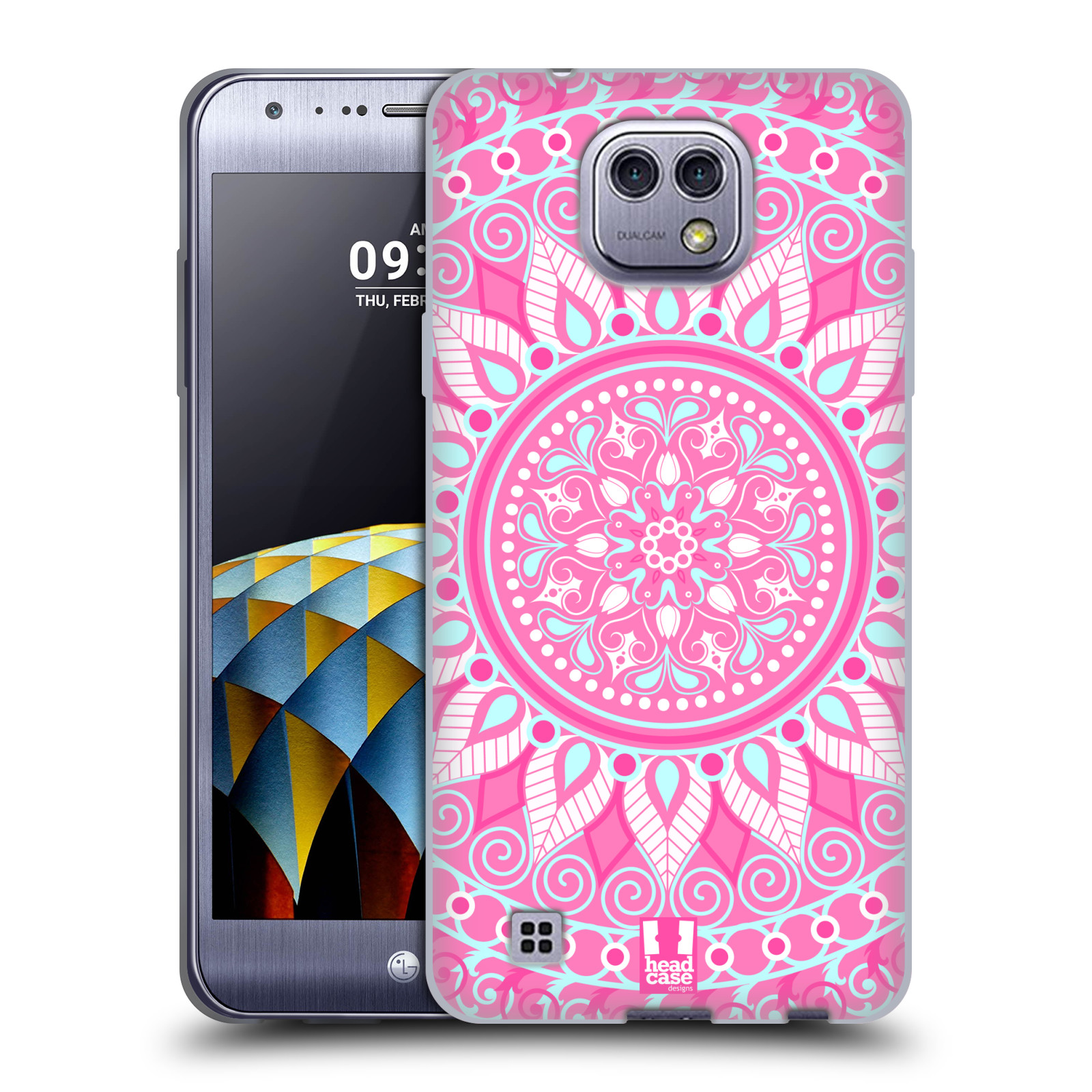 HEAD CASE silikonový obal na mobil LG X Cam vzor Indie Mandala slunce barevný motiv RŮŽOVÁ