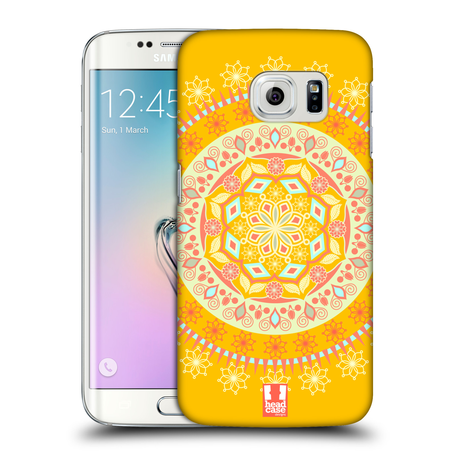 HEAD CASE plastový obal na mobil SAMSUNG Galaxy S6 EDGE (G9250, G925, G925F) vzor Indie Mandala slunce barevný motiv ŽLUTÁ