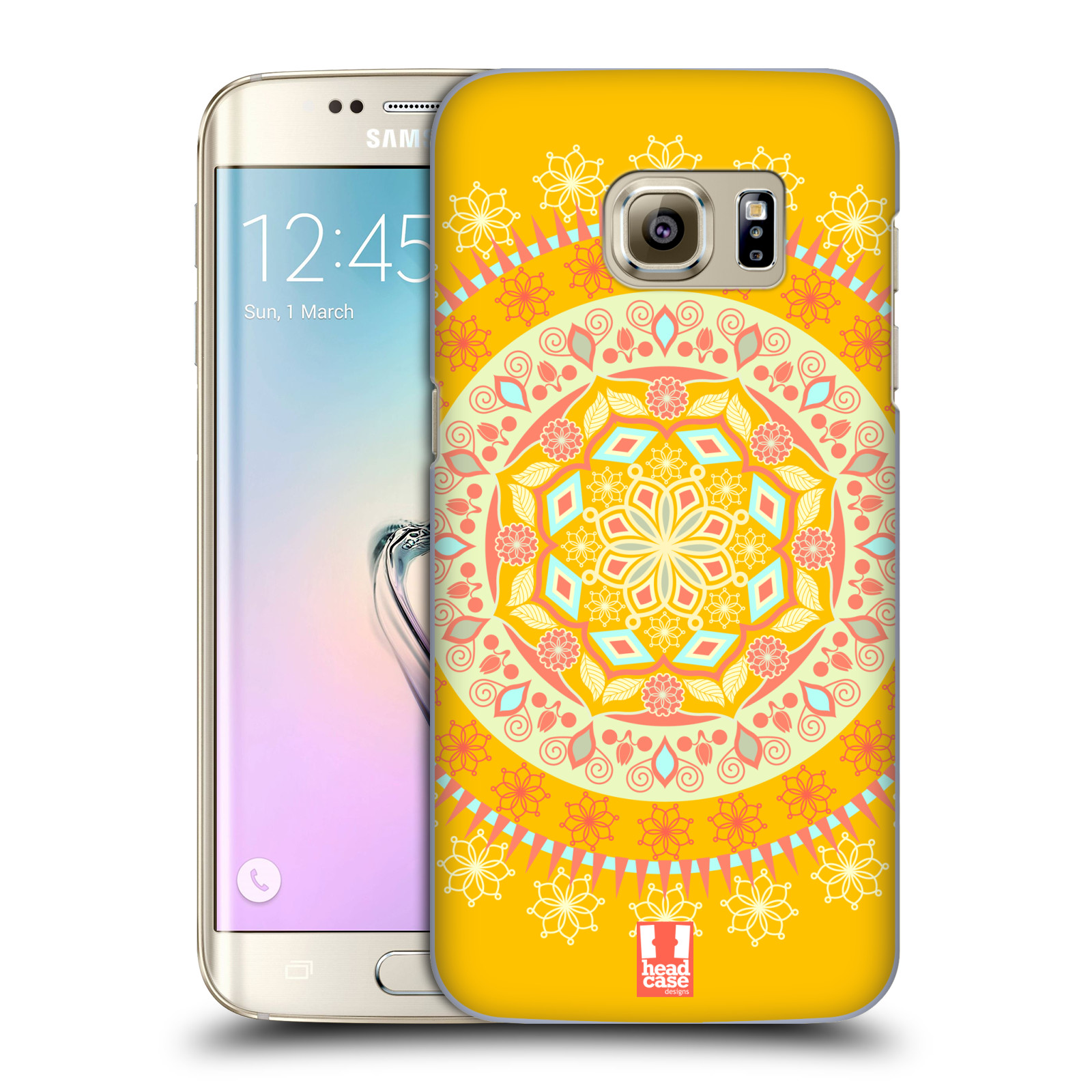HEAD CASE plastový obal na mobil SAMSUNG GALAXY S7 EDGE vzor Indie Mandala slunce barevný motiv ŽLUTÁ
