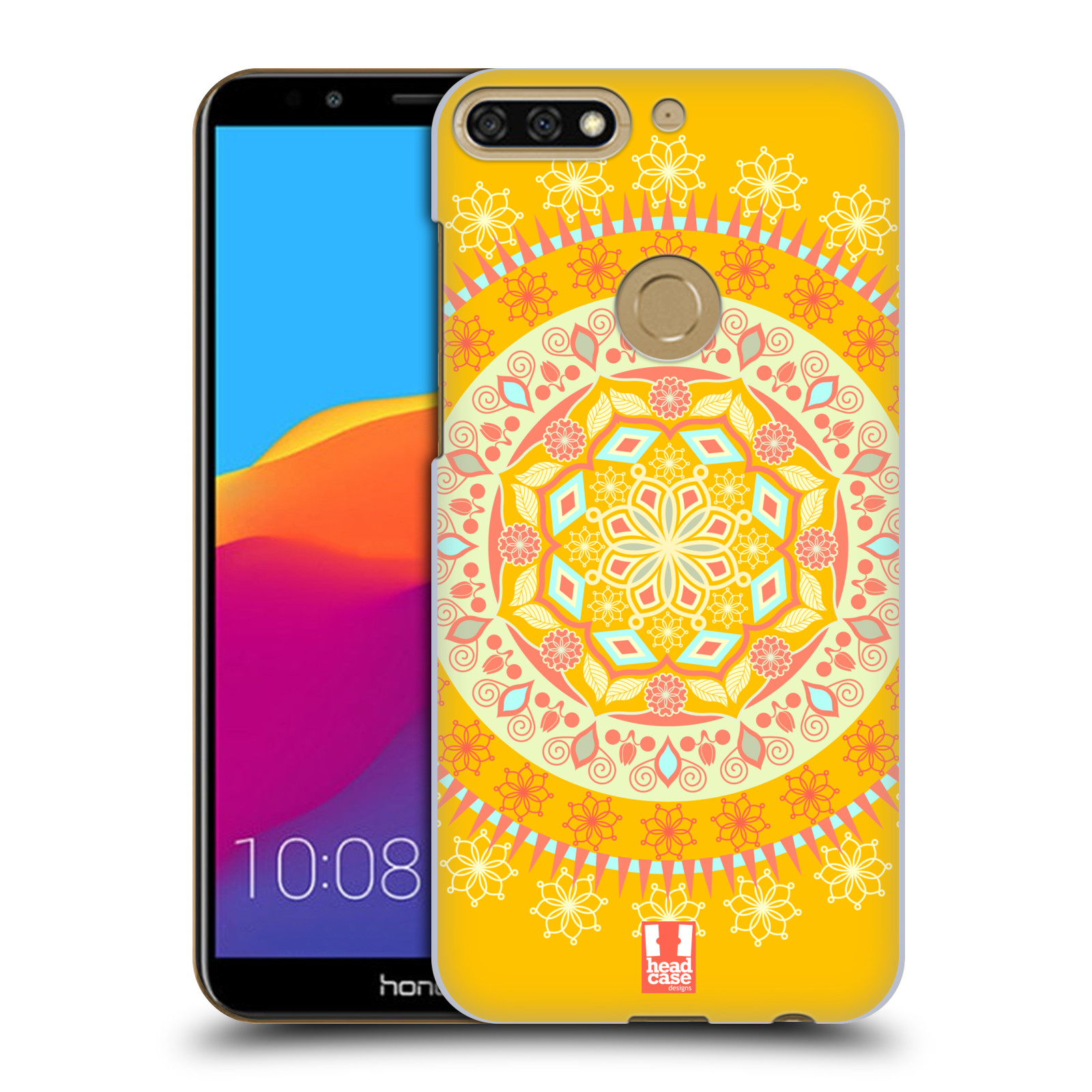 HEAD CASE plastový obal na mobil Honor 7c vzor Indie Mandala slunce barevný motiv ŽLUTÁ
