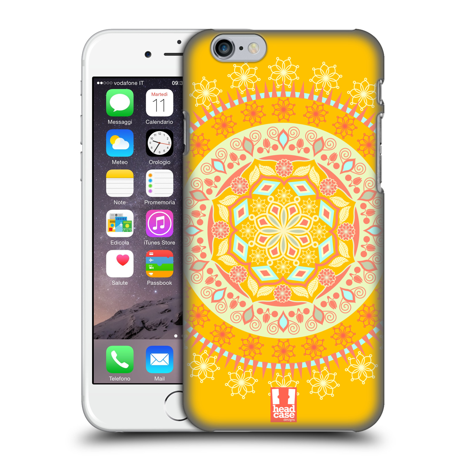 Plastové pouzdro pro mobil Apple Iphone 6/6S vzor Indie Mandala slunce barevný motiv ŽLUTÁ