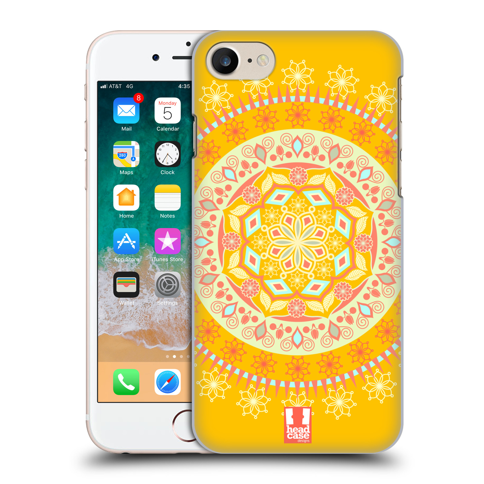 HEAD CASE plastový obal na mobil Apple Iphone 7 vzor Indie Mandala slunce barevný motiv ŽLUTÁ