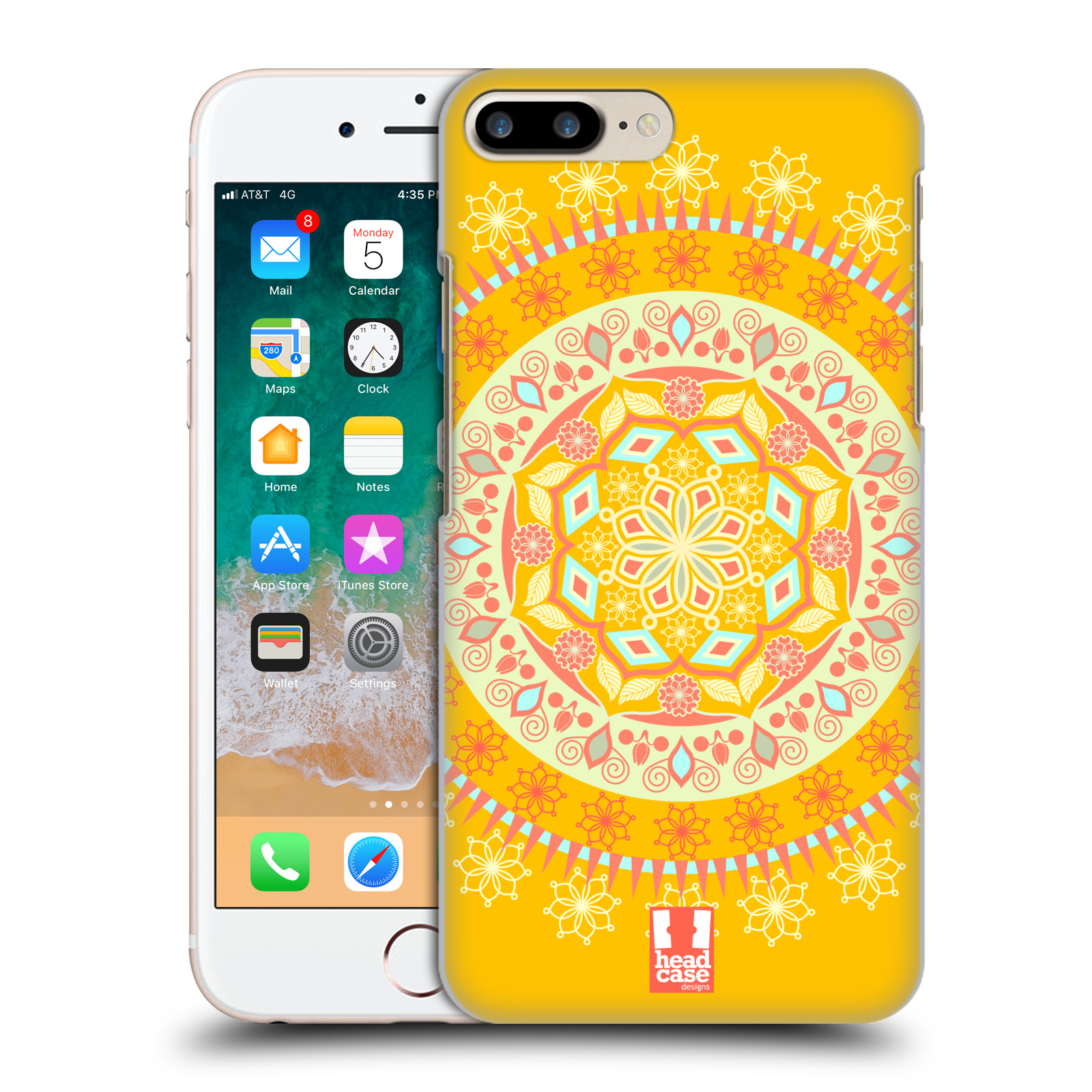 HEAD CASE plastový obal na mobil Apple Iphone 7 PLUS vzor Indie Mandala slunce barevný motiv ŽLUTÁ
