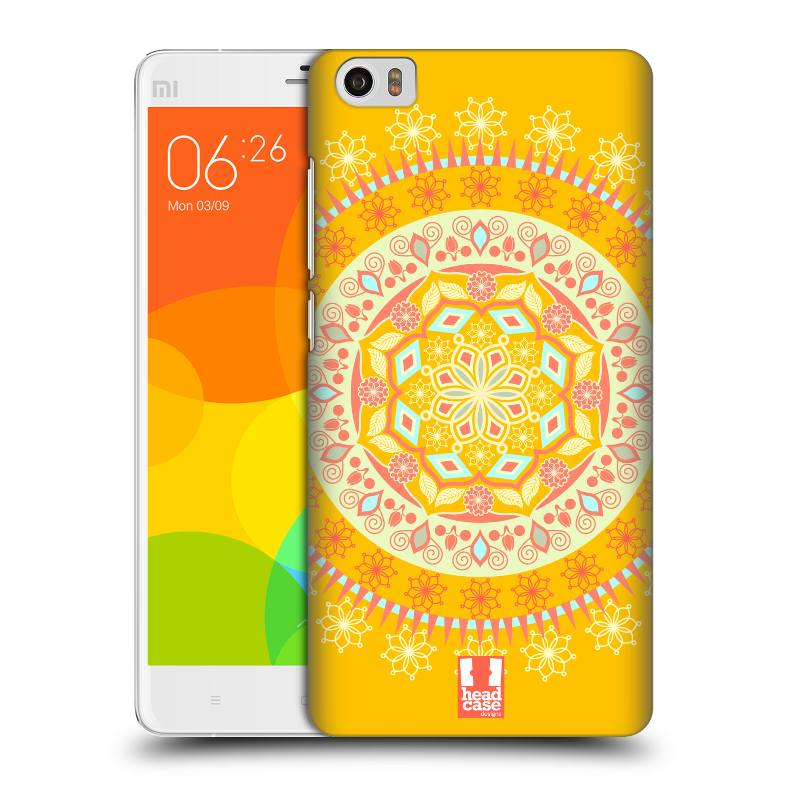 HEAD CASE pevný plastový obal na mobil XIAOMI Mi Note vzor Indie Mandala slunce barevný motiv ŽLUTÁ
