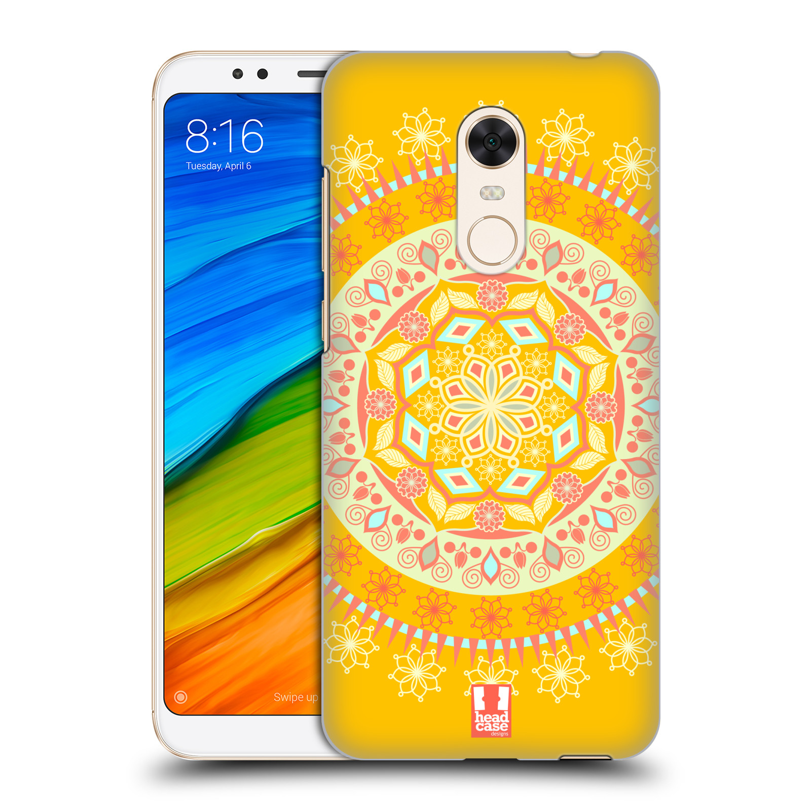 HEAD CASE plastový obal na mobil Xiaomi Redmi 5 PLUS vzor Indie Mandala slunce barevný motiv ŽLUTÁ