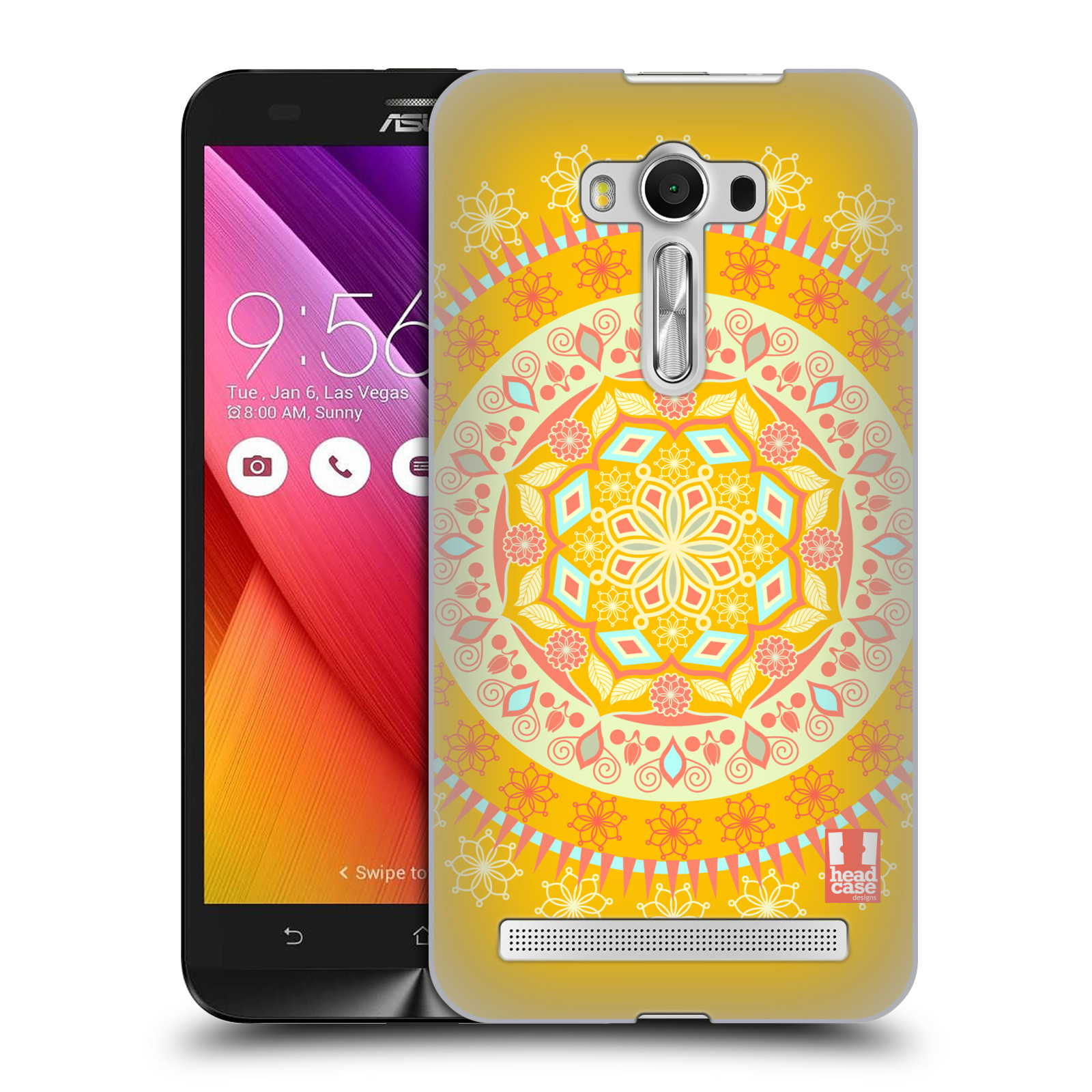HEAD CASE plastový obal na mobil Asus Zenfone 2 LASER (5,5 displej ZE550KL) vzor Indie Mandala slunce barevný motiv ŽLUTÁ