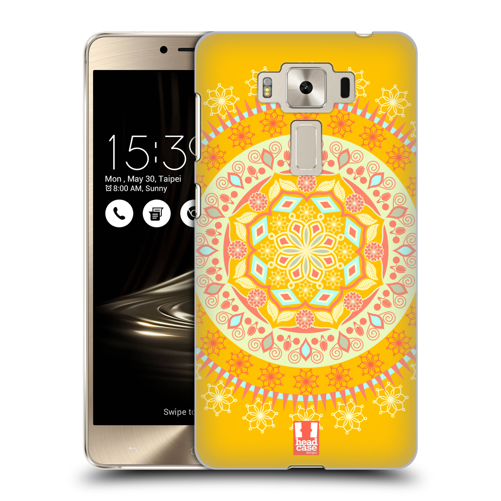 HEAD CASE plastový obal na mobil Asus Zenfone 3 DELUXE ZS550KL vzor Indie Mandala slunce barevný motiv ŽLUTÁ