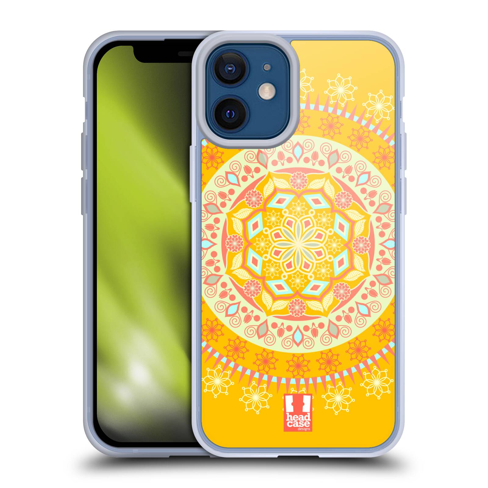 Plastový obal na mobil Apple Iphone 12 MINI vzor Indie Mandala slunce barevný motiv ŽLUTÁ
