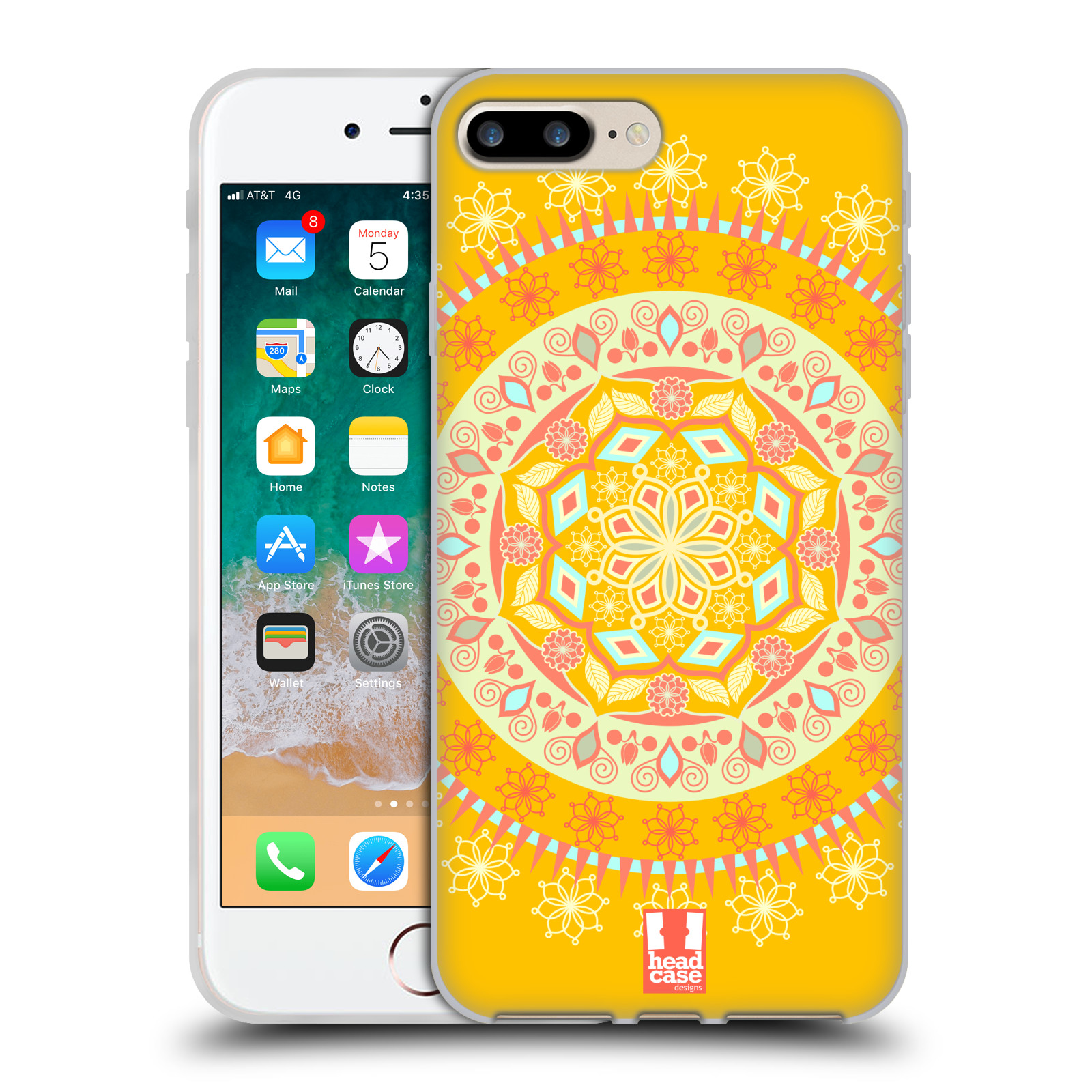 HEAD CASE silikonový obal na mobil Apple Iphone 7 PLUS vzor Indie Mandala slunce barevný motiv ŽLUTÁ