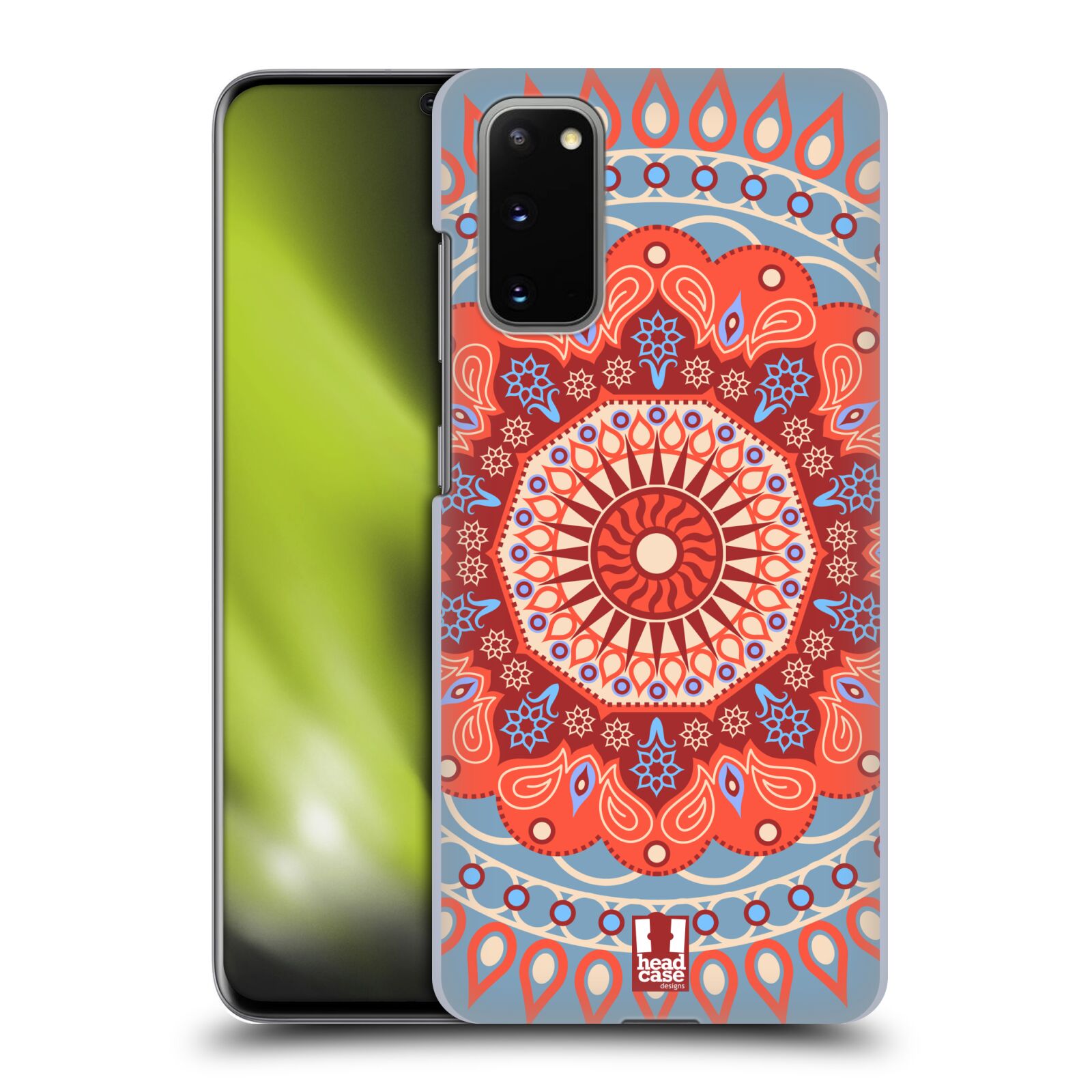 Pouzdro na mobil Samsung Galaxy S20 - HEAD CASE - vzor Indie Mandala slunce barevný motiv ČERVENÁ A MODRÁ