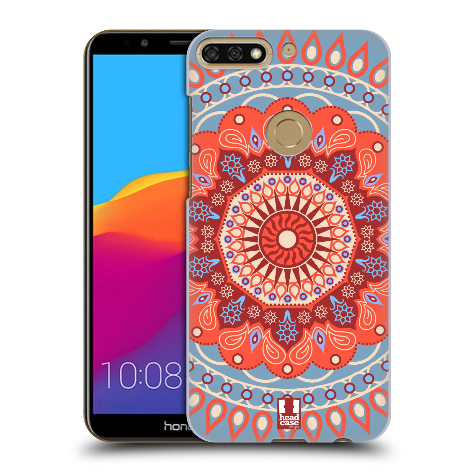HEAD CASE plastový obal na mobil Honor 7c vzor Indie Mandala slunce barevný motiv ČERVENÁ A MODRÁ