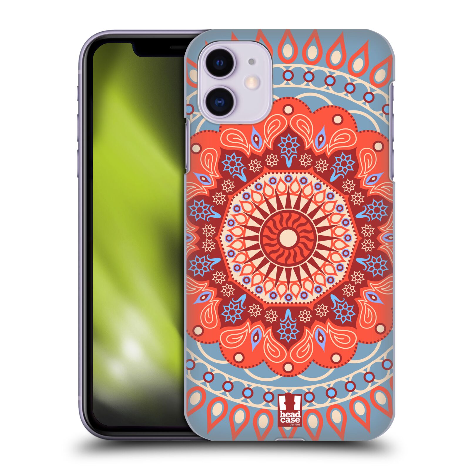 Pouzdro na mobil Apple Iphone 11 - HEAD CASE - vzor Indie Mandala slunce barevný motiv ČERVENÁ A MODRÁ