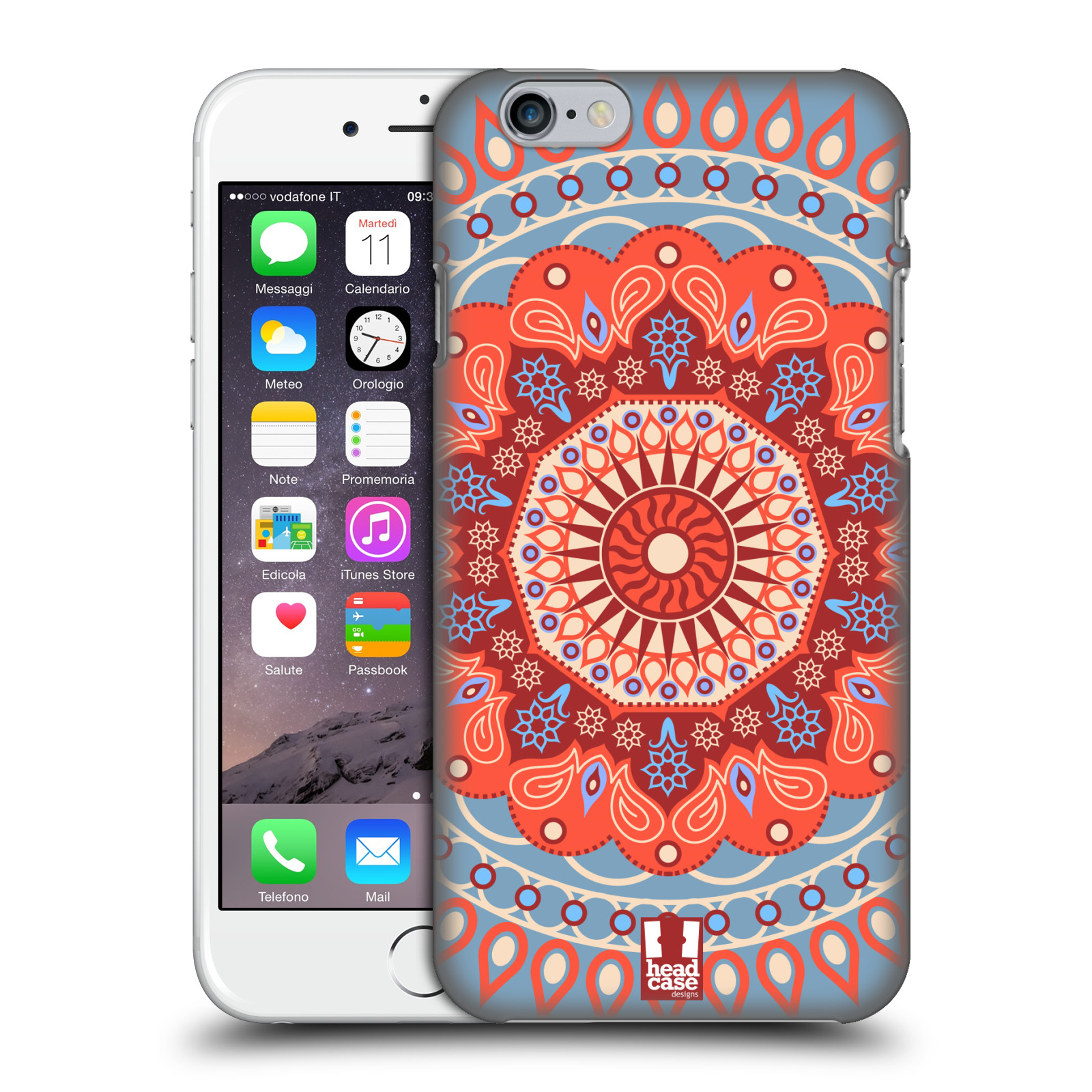 Plastové pouzdro pro mobil Apple Iphone 6/6S vzor Indie Mandala slunce barevný motiv ČERVENÁ A MODRÁ