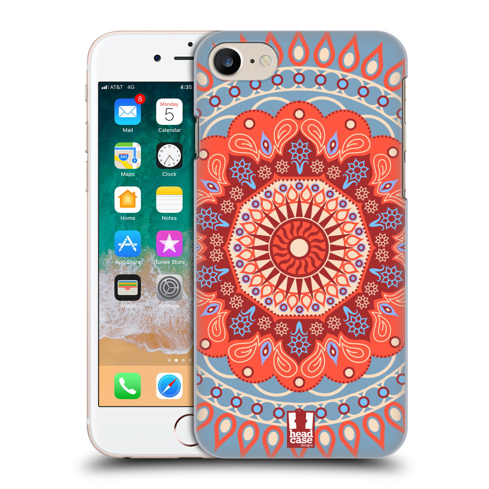 HEAD CASE plastový obal na mobil Apple Iphone 7 vzor Indie Mandala slunce barevný motiv ČERVENÁ A MODRÁ
