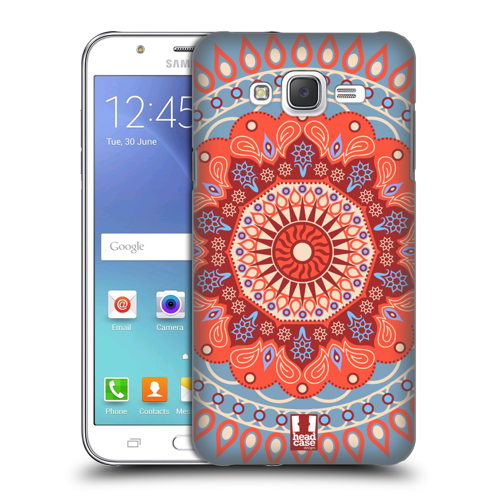 HEAD CASE plastový obal na mobil SAMSUNG Galaxy J5, J500 vzor Indie Mandala slunce barevný motiv ČERVENÁ A MODRÁ