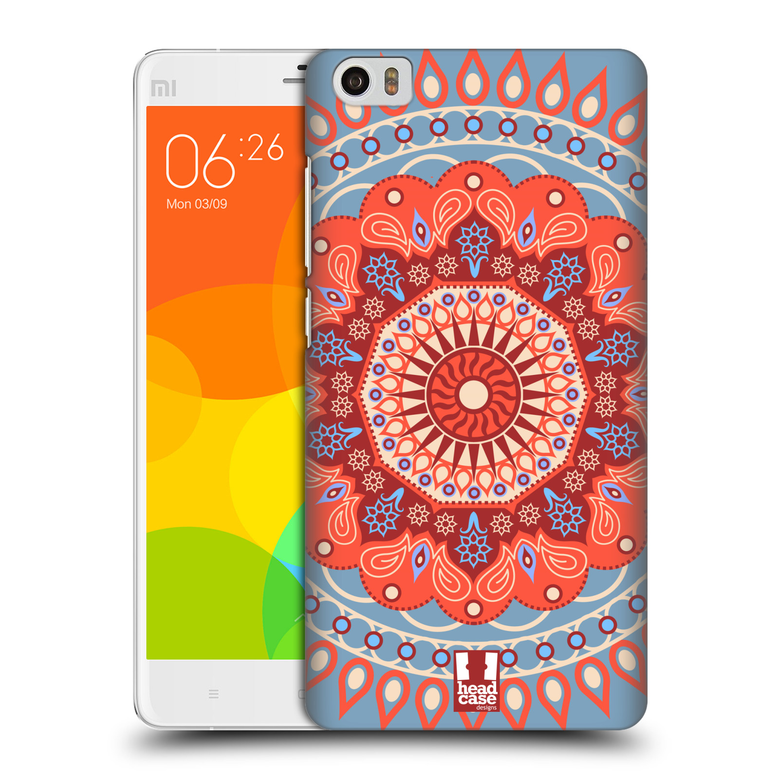 HEAD CASE pevný plastový obal na mobil XIAOMI Mi Note vzor Indie Mandala slunce barevný motiv ČERVENÁ A MODRÁ