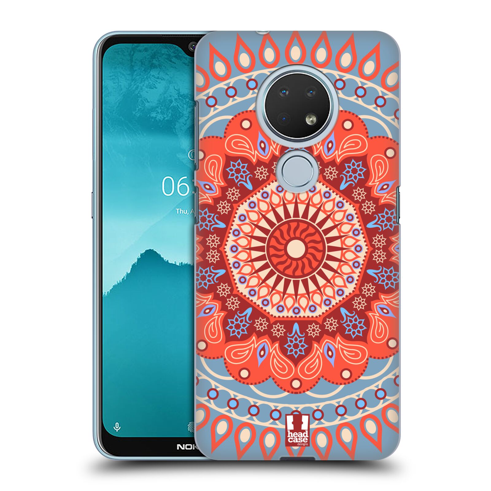 Pouzdro na mobil Nokia 6.2 - HEAD CASE - vzor Indie Mandala slunce barevný motiv ČERVENÁ A MODRÁ