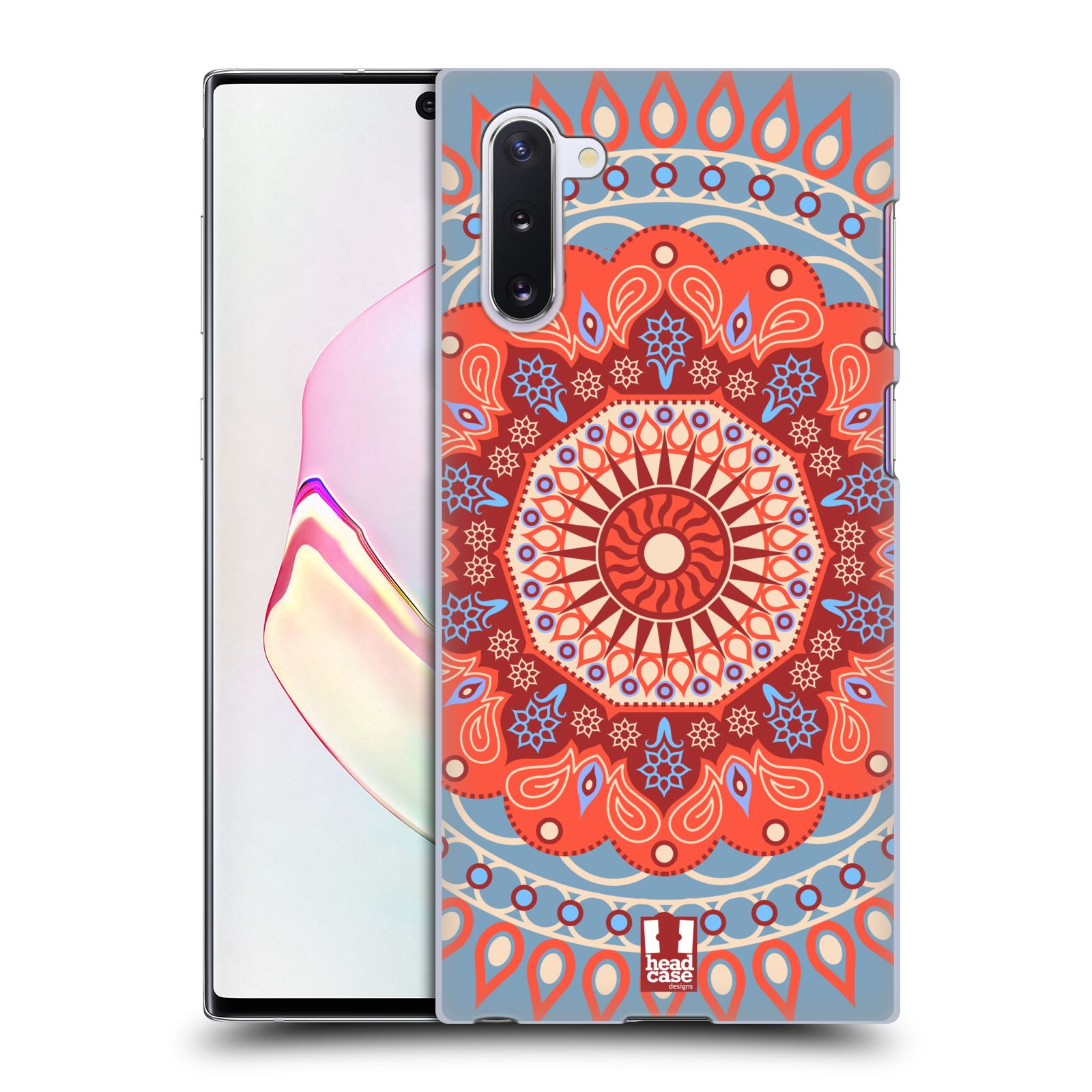 Pouzdro na mobil Samsung Galaxy Note 10 - HEAD CASE - vzor Indie Mandala slunce barevný motiv ČERVENÁ A MODRÁ