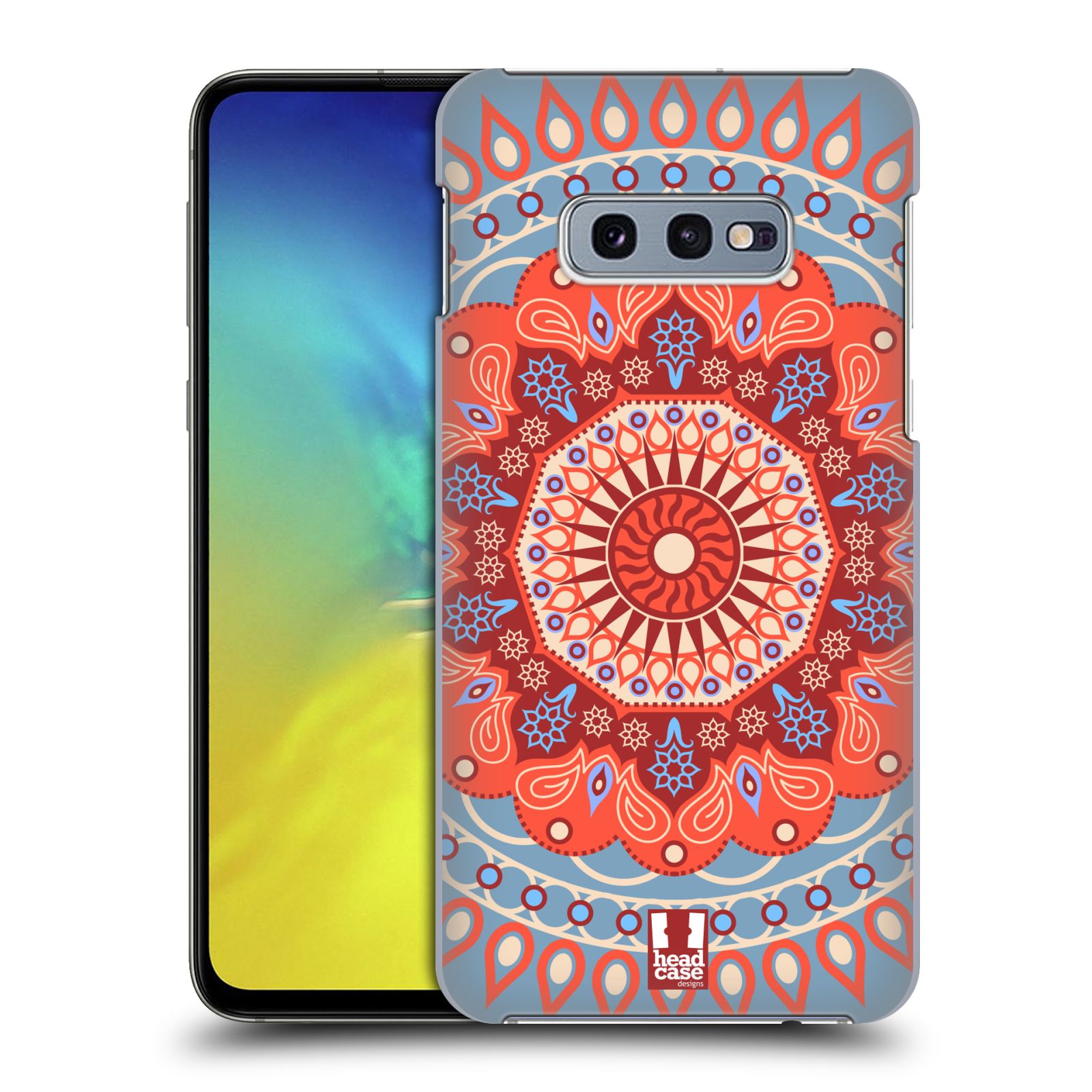 Pouzdro na mobil Samsung Galaxy S10e - HEAD CASE - vzor Indie Mandala slunce barevný motiv ČERVENÁ A MODRÁ