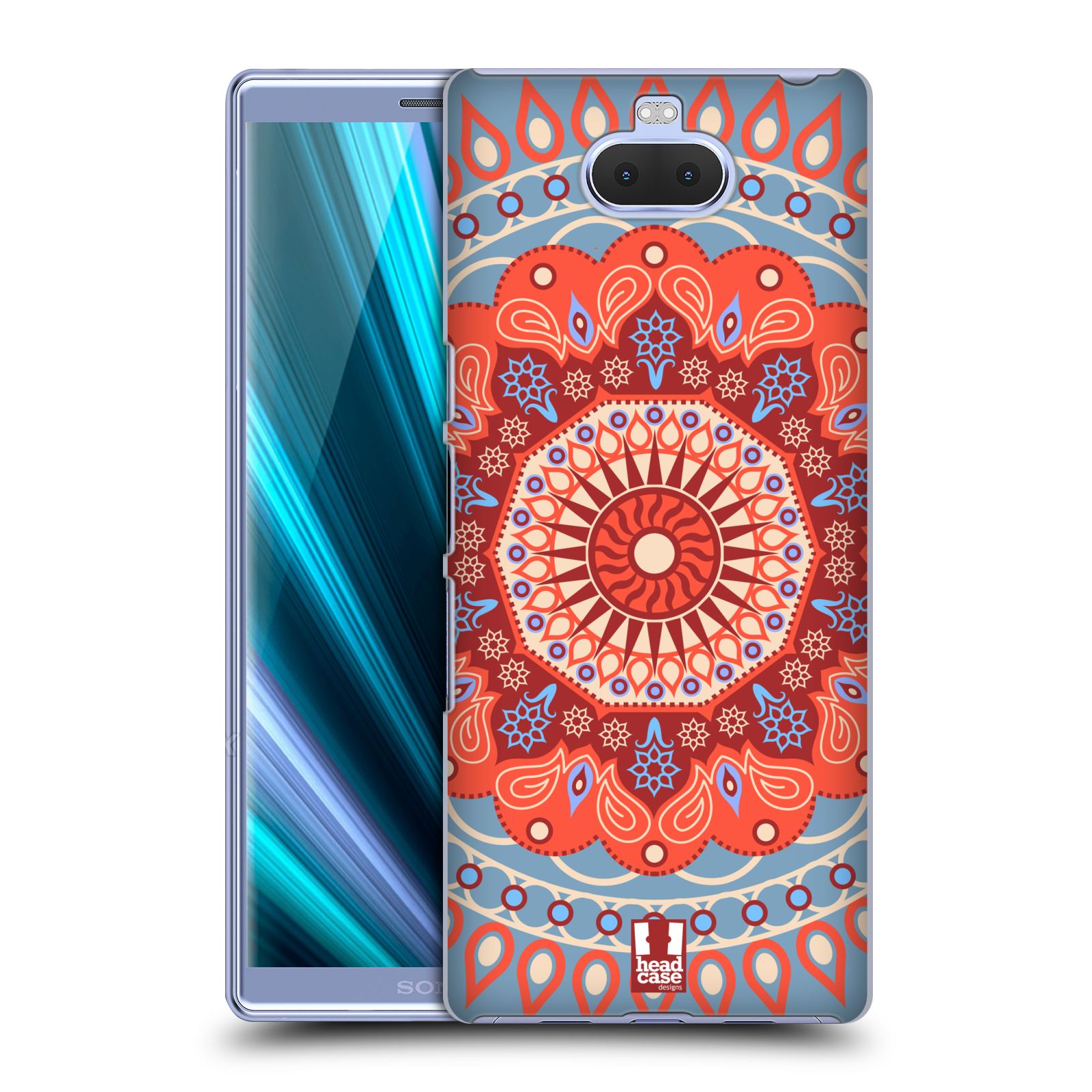 Pouzdro na mobil Sony Xperia 10 - Head Case - vzor Indie Mandala slunce barevný motiv ČERVENÁ A MODRÁ