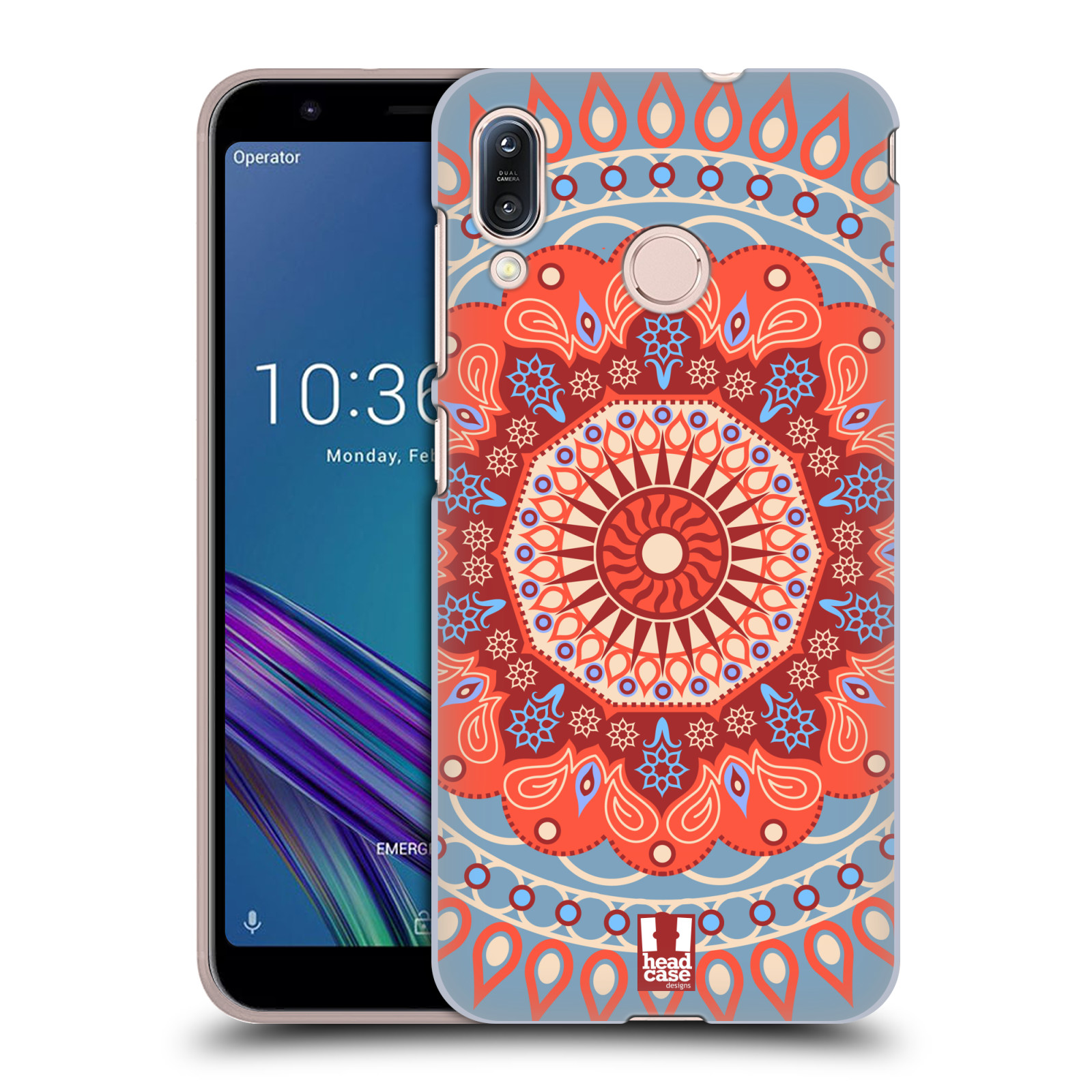 Pouzdro na mobil Asus Zenfone Max M1 (ZB555KL) - HEAD CASE - vzor Indie Mandala slunce barevný motiv ČERVENÁ A MODRÁ