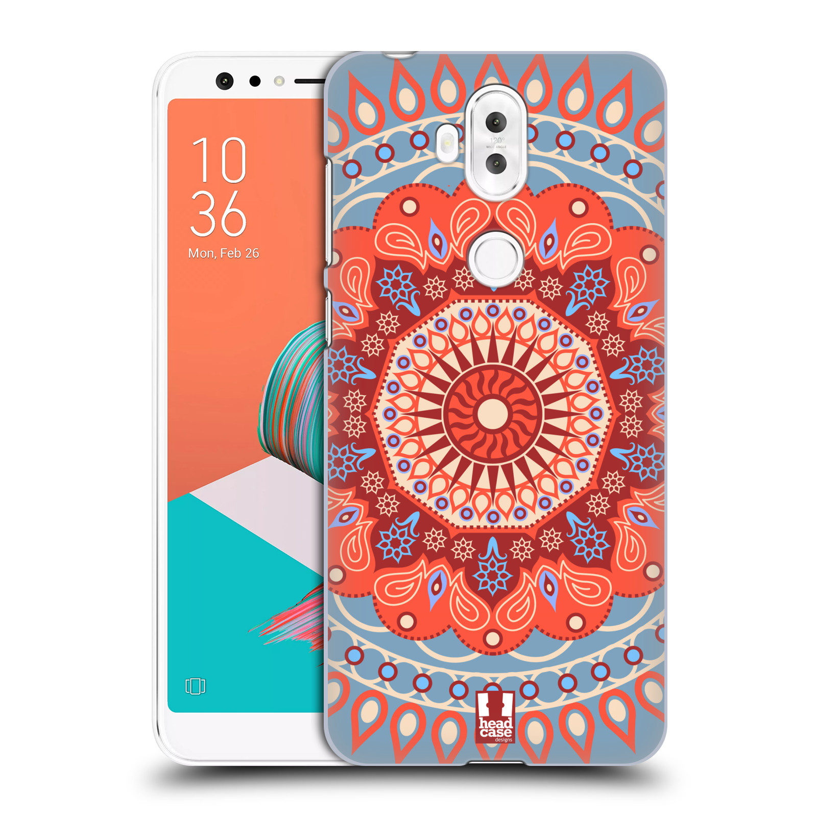 HEAD CASE plastový obal na mobil Asus Zenfone 5 LITE ZC600KL vzor Indie Mandala slunce barevný motiv ČERVENÁ A MODRÁ