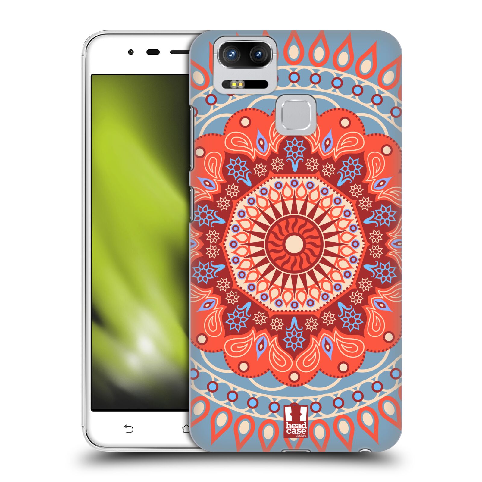 HEAD CASE plastový obal na mobil Asus Zenfone 3 Zoom ZE553KL vzor Indie Mandala slunce barevný motiv ČERVENÁ A MODRÁ