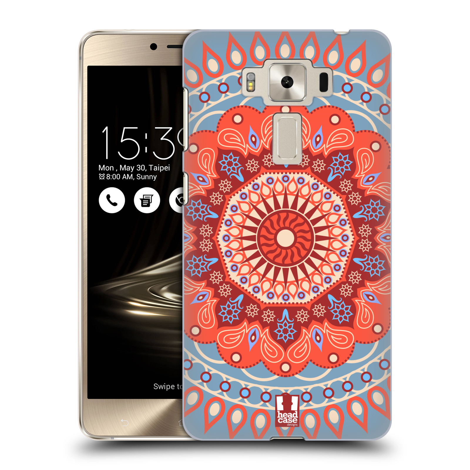 HEAD CASE plastový obal na mobil Asus Zenfone 3 DELUXE ZS550KL vzor Indie Mandala slunce barevný motiv ČERVENÁ A MODRÁ