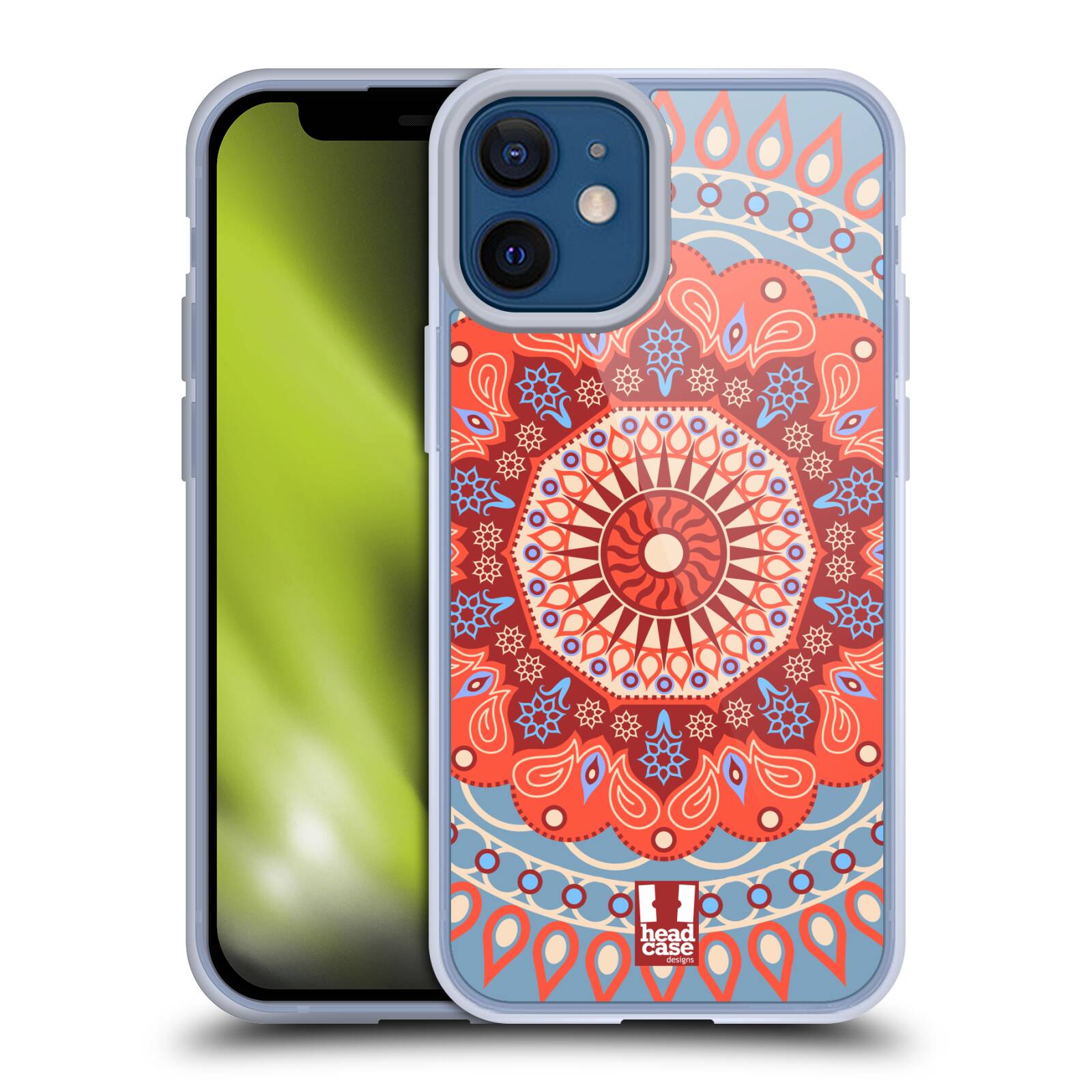 Plastový obal na mobil Apple Iphone 12 MINI vzor Indie Mandala slunce barevný motiv ČERVENÁ A MODRÁ
