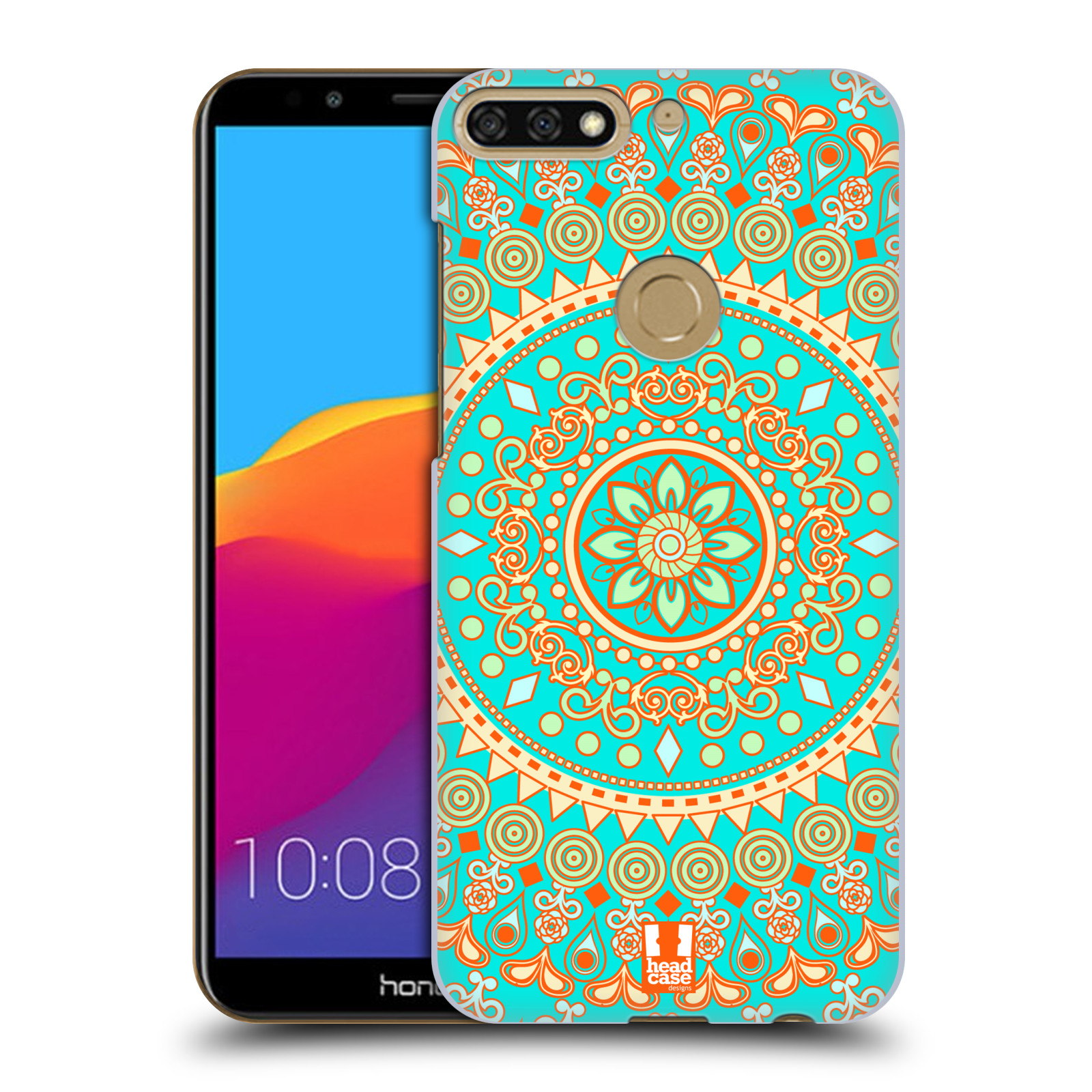 HEAD CASE plastový obal na mobil Honor 7c vzor Indie Mandala slunce barevný motiv TYRKYSOVÁ, ZELENÁ