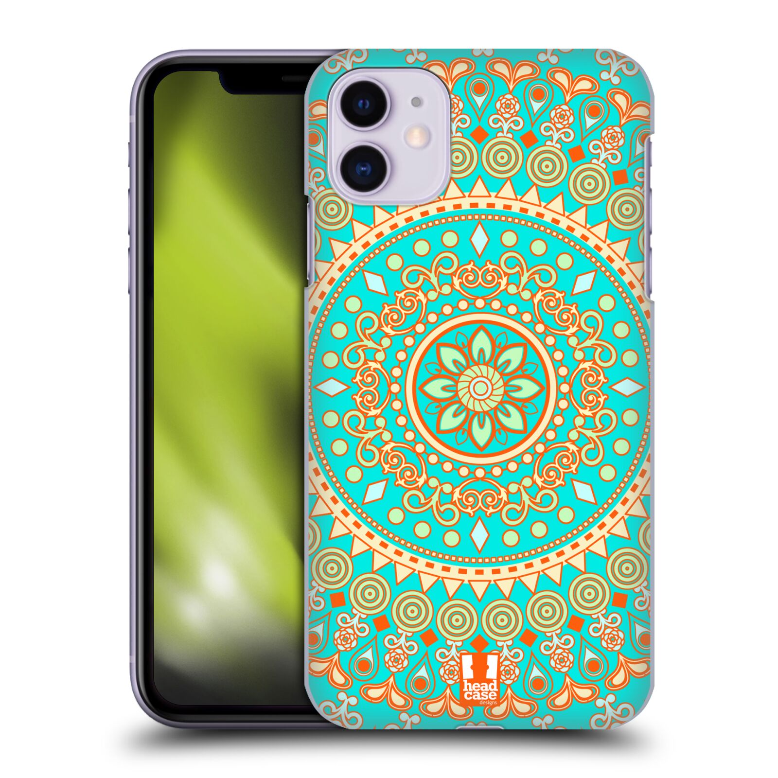 Pouzdro na mobil Apple Iphone 11 - HEAD CASE - vzor Indie Mandala slunce barevný motiv TYRKYSOVÁ, ZELENÁ