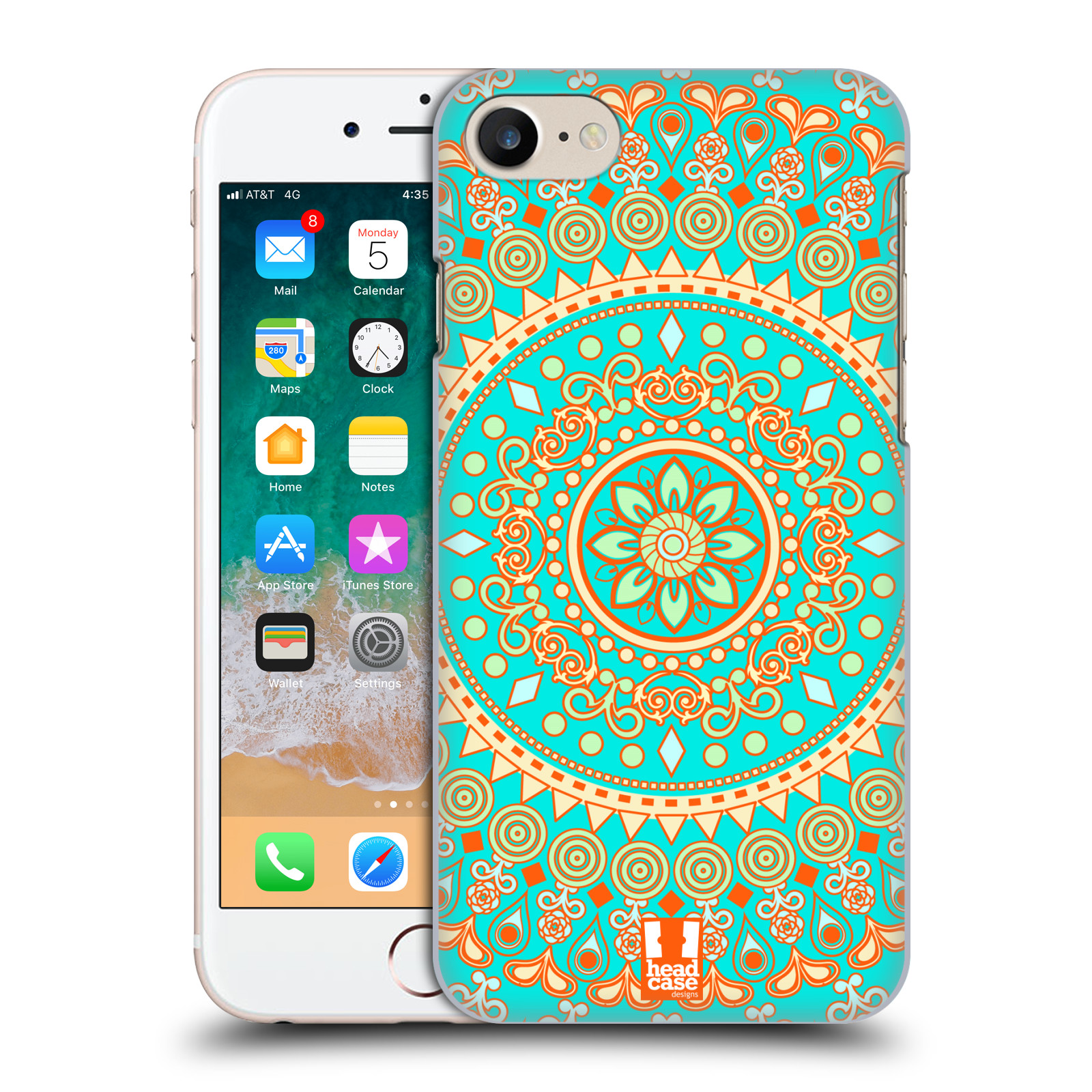 HEAD CASE plastový obal na mobil Apple Iphone 7 vzor Indie Mandala slunce barevný motiv TYRKYSOVÁ, ZELENÁ