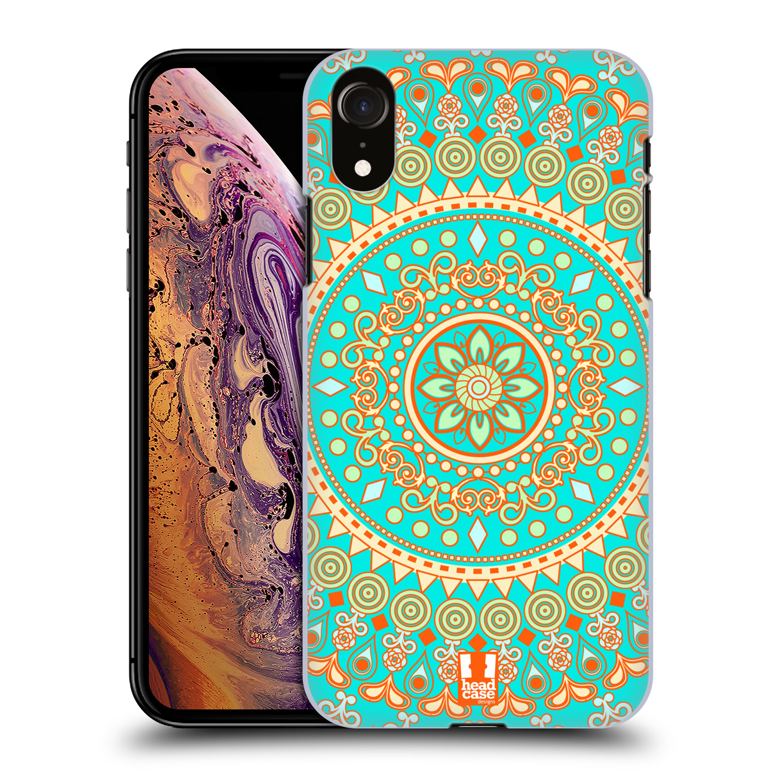 HEAD CASE plastový obal na mobil Apple Iphone XR vzor Indie Mandala slunce barevný motiv TYRKYSOVÁ, ZELENÁ