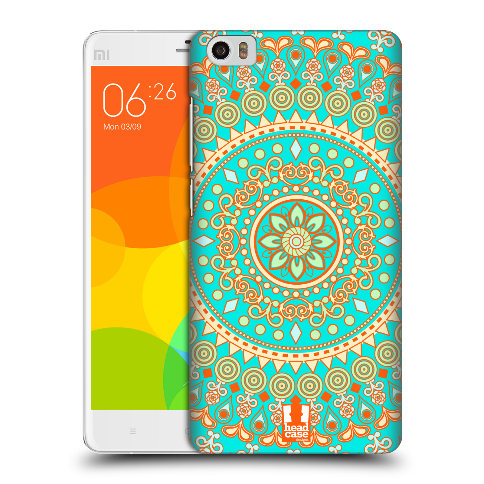 HEAD CASE pevný plastový obal na mobil XIAOMI Mi Note vzor Indie Mandala slunce barevný motiv TYRKYSOVÁ, ZELENÁ